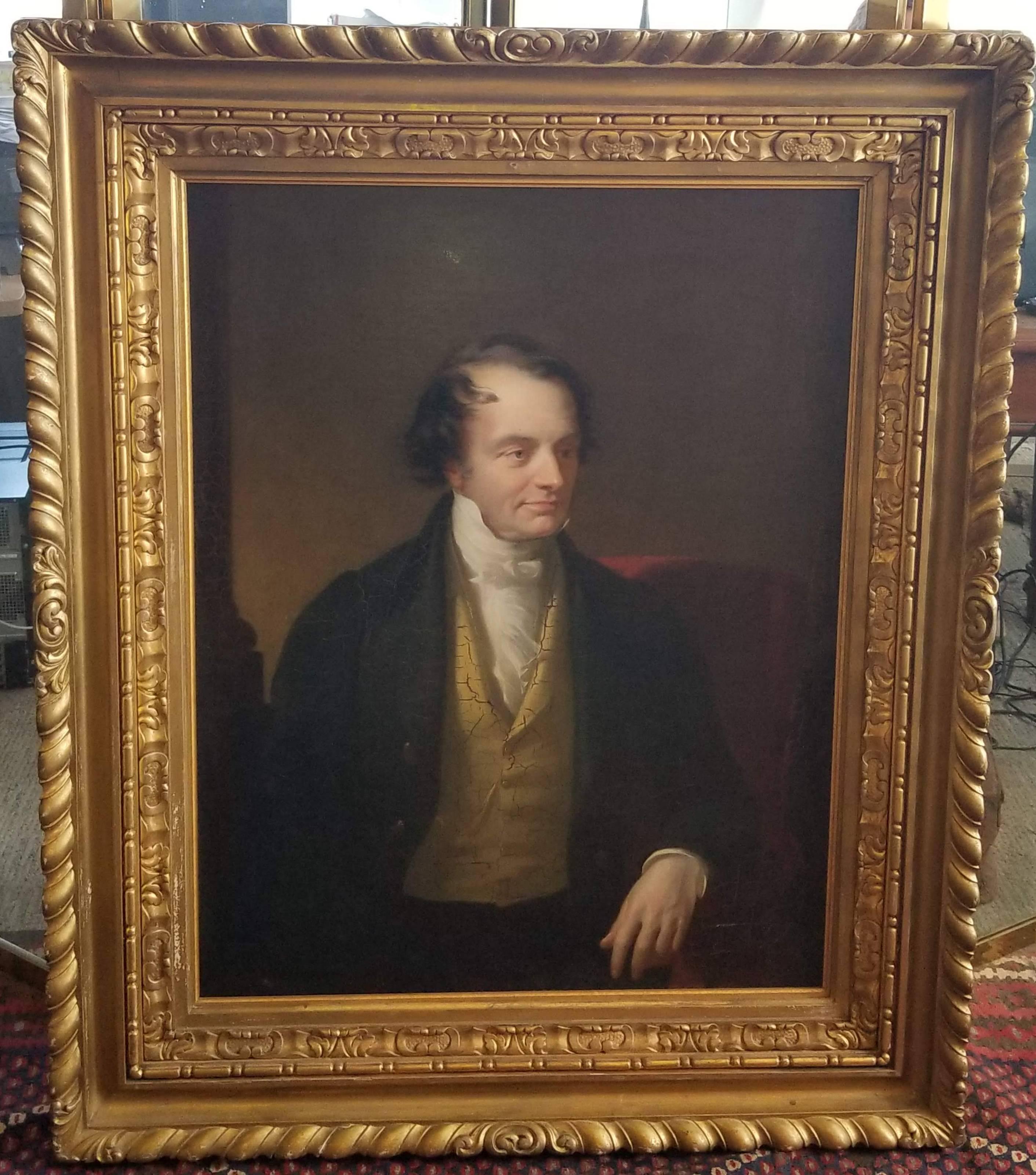 A very well-painted oil on canvas portrait of a gentleman, businessman or politician, from the late 18th or early 19th century. An American painter, unsigned, and an extremely well-executed painting in wonderful condition. It is contained by a