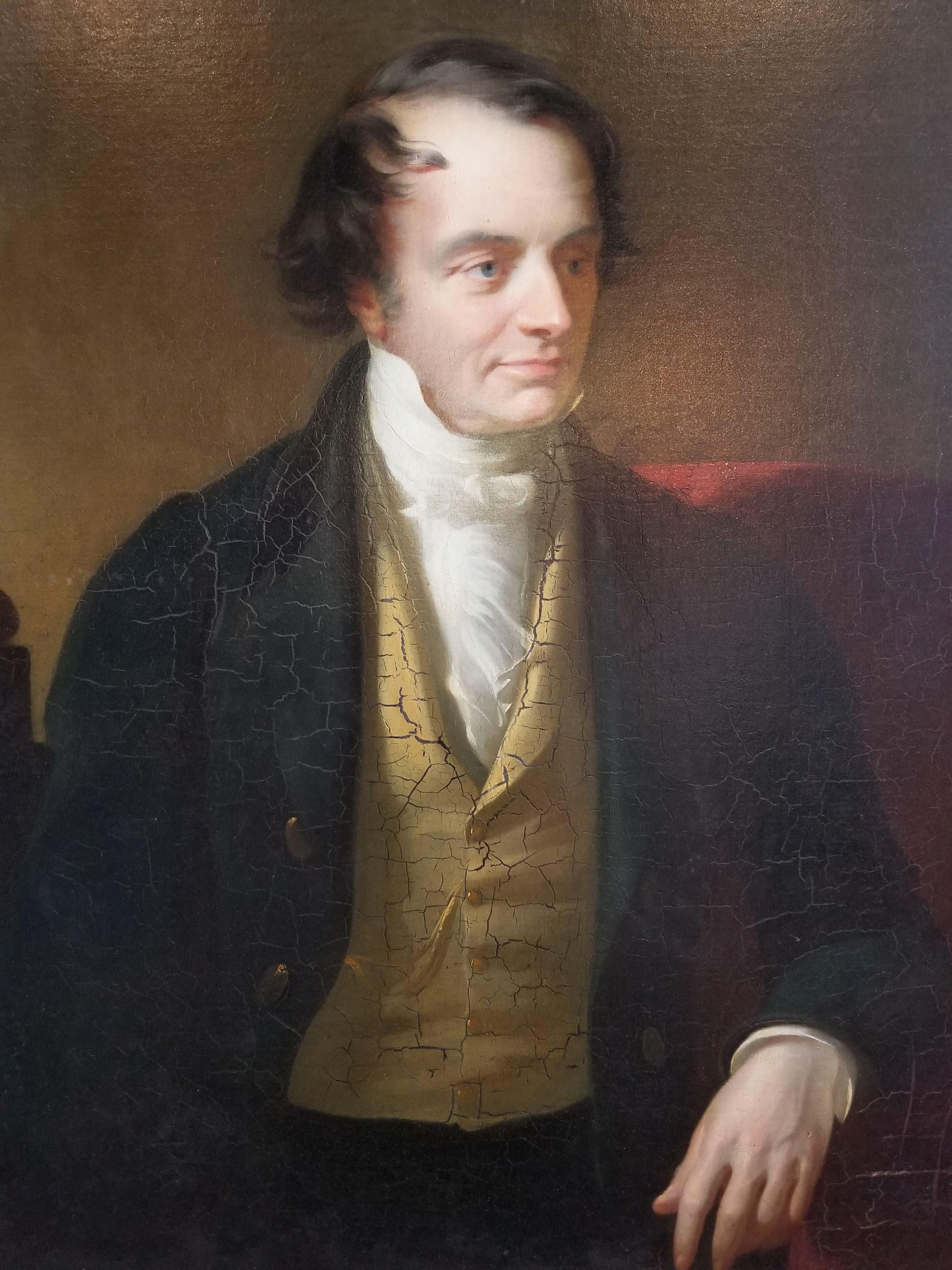 Oiled Late 18th or Early 19th Century Portrait of a Gentleman Oil On Canvas For Sale