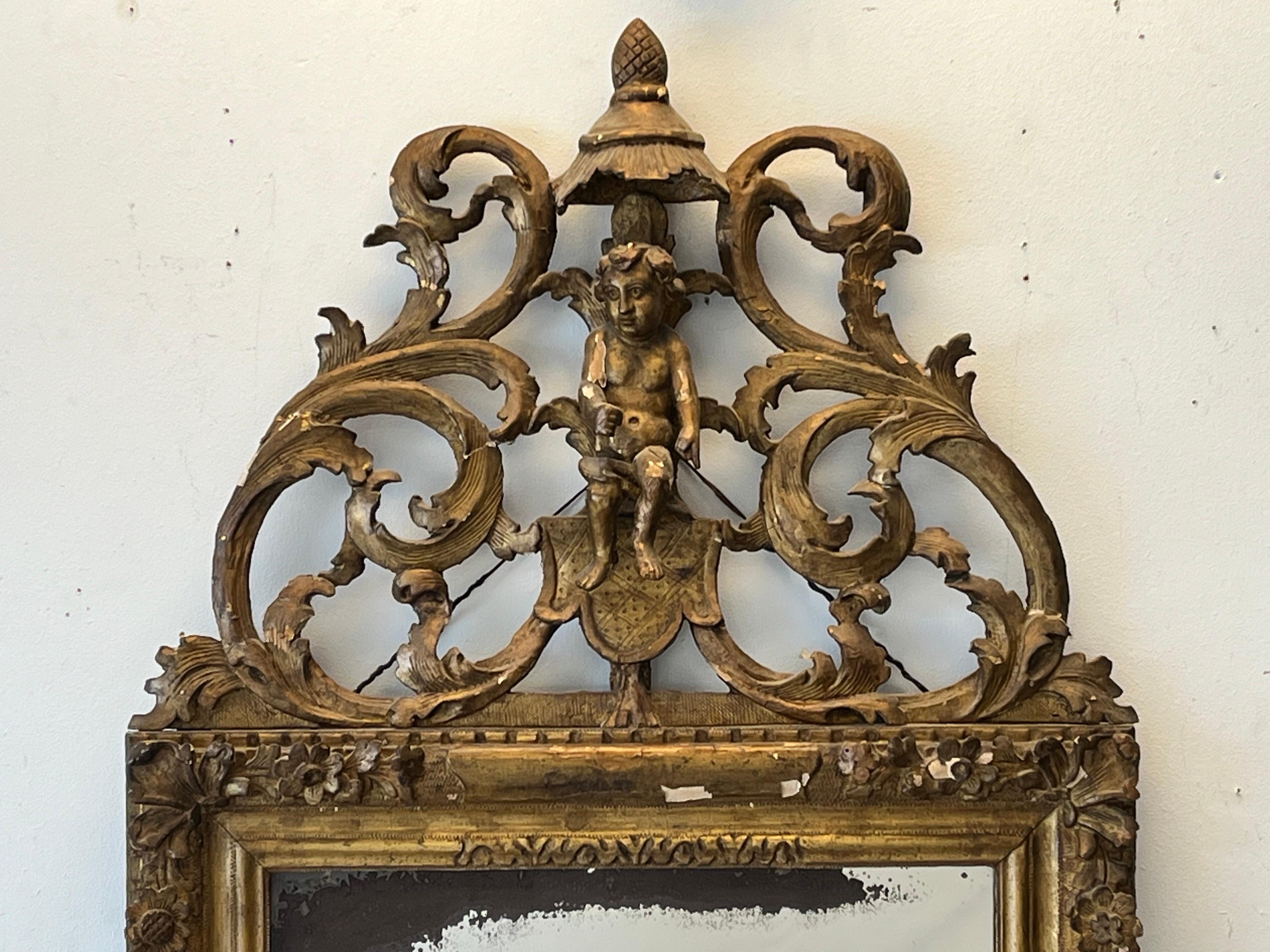 Late 18th or Early 19th Century Regence Louis XIII Style Ornate Cherub Mirror For Sale 4