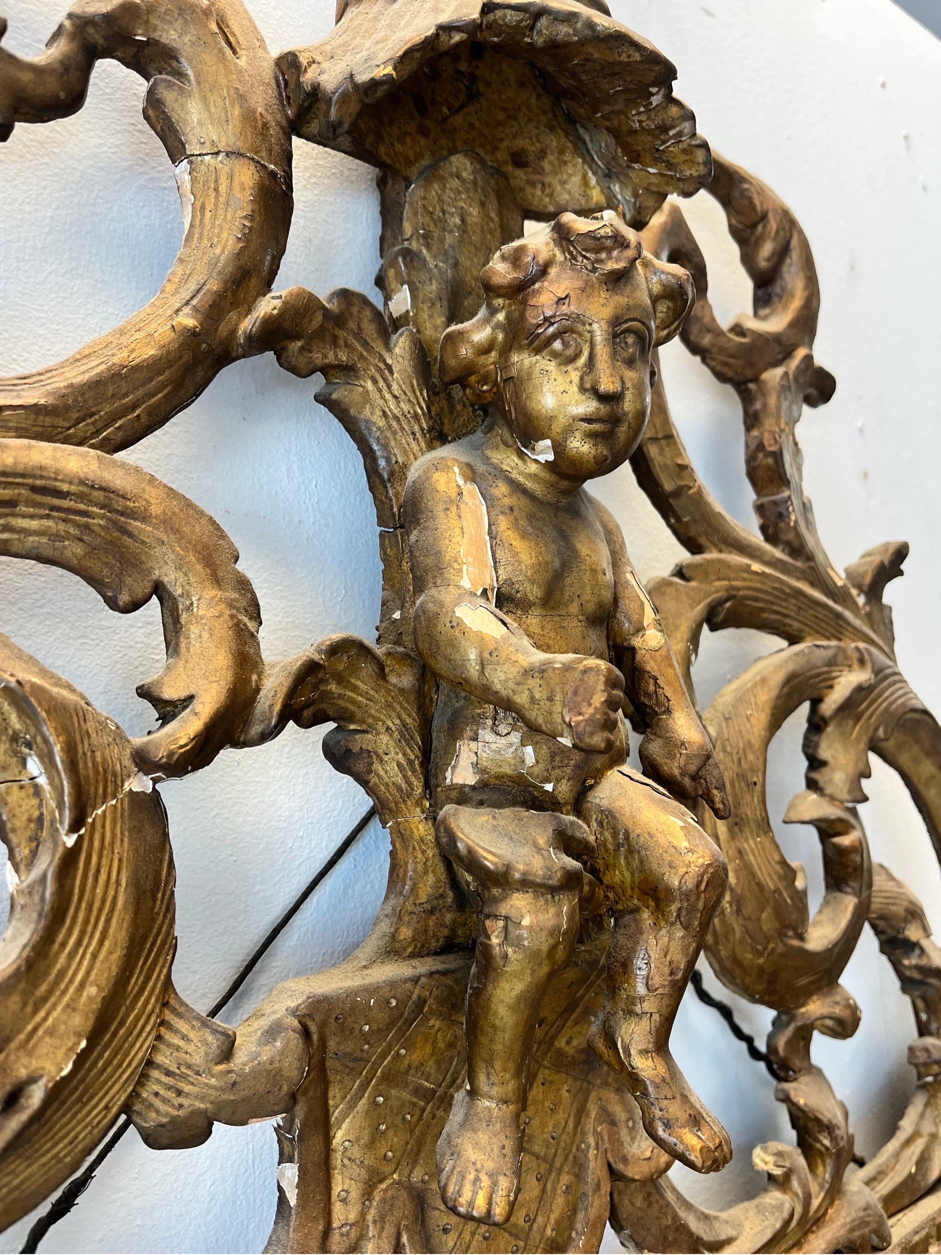 Late 18th or Early 19th Century Regence Louis XIII Style Ornate Cherub Mirror For Sale 1