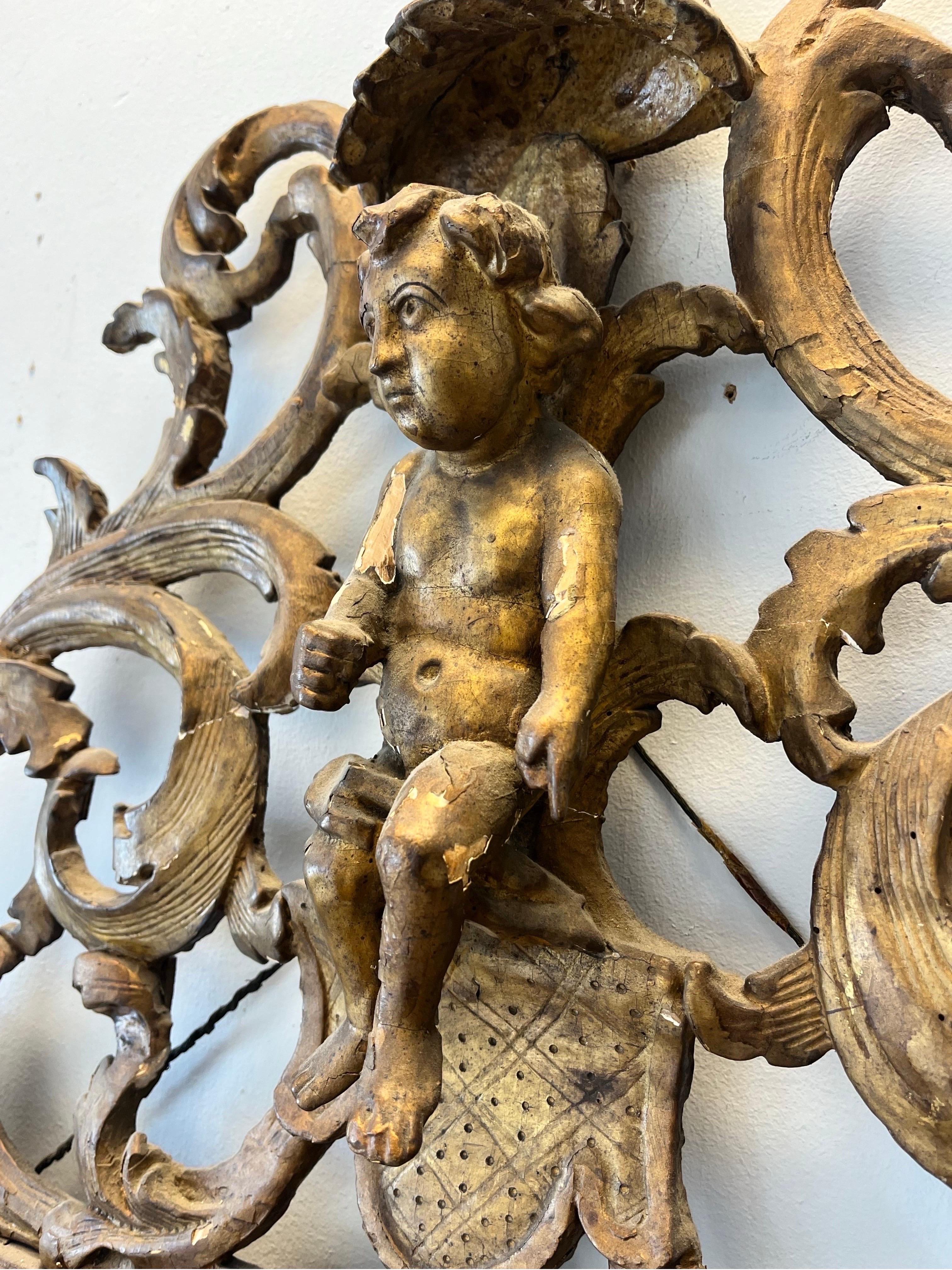 Late 18th or Early 19th Century Regence Louis XIII Style Ornate Cherub Mirror For Sale 2