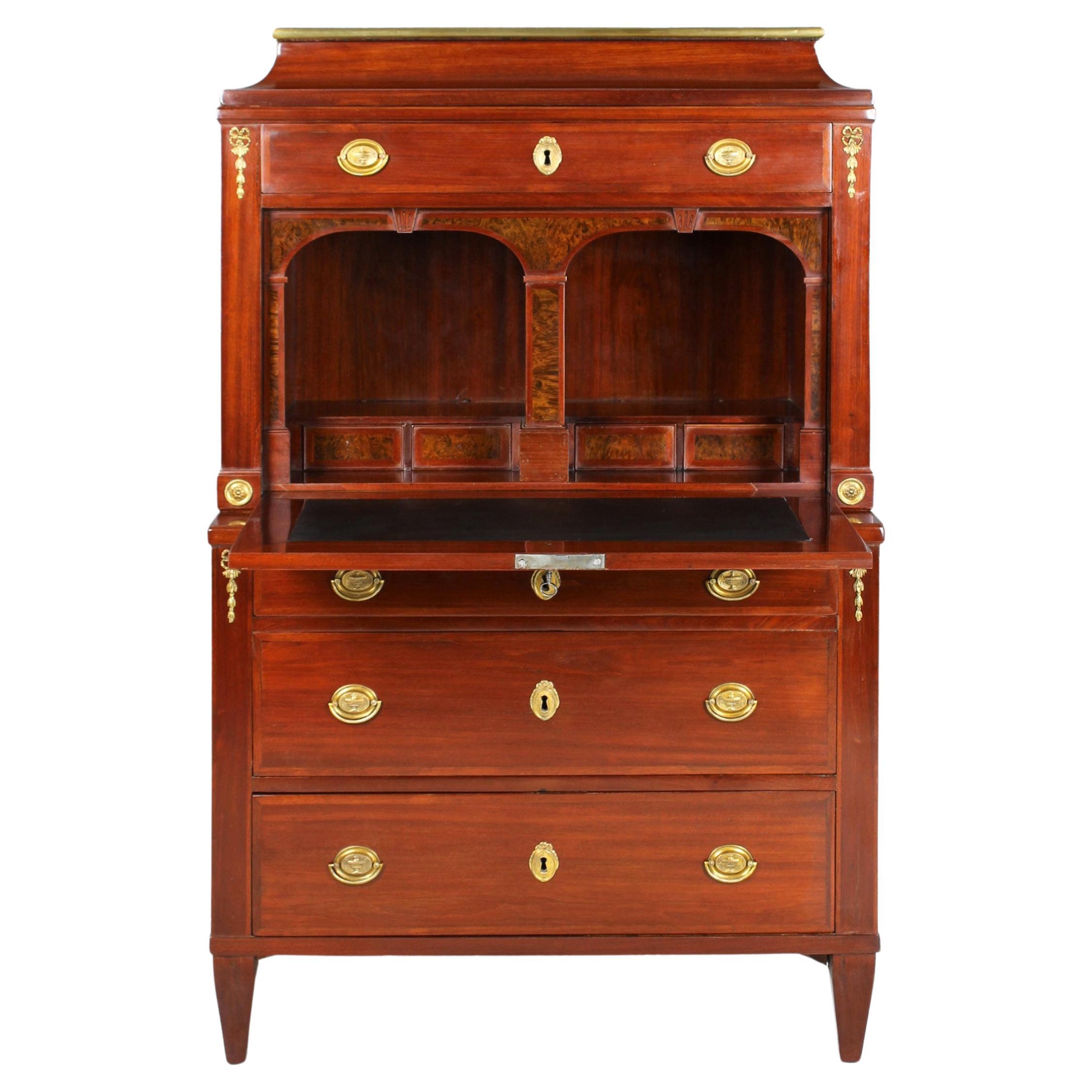 Late 18th or Early 19th Century Secretary with Hidden Mechanisms, Mahogany For Sale