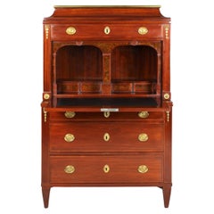 Antique Late 18th or Early 19th Century Secretary with Hidden Mechanisms, Mahogany