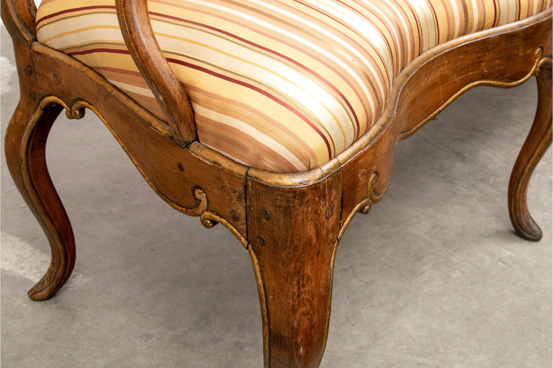 Late 18th C Swedish Walnut Sofa Upholstered in Striped Silk Fabric 6