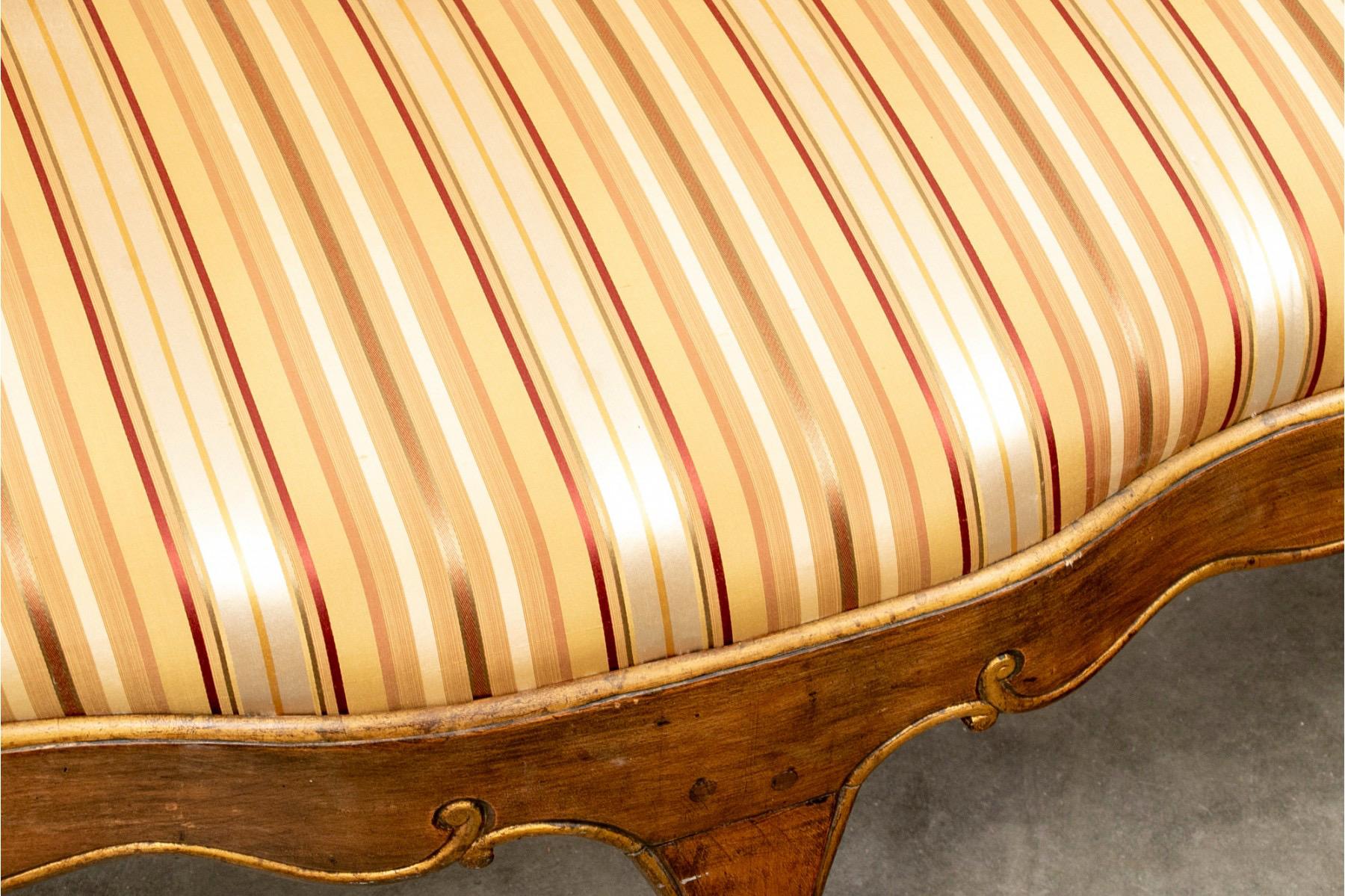 Late 18th C Swedish Walnut Sofa Upholstered in Striped Silk Fabric 2