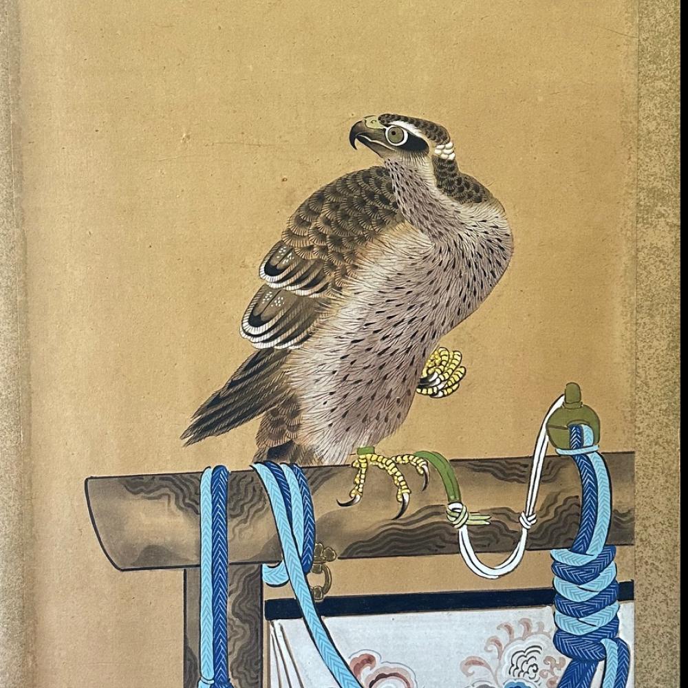 Late 18th to Early 19th Century Hawk Screen

Period: Late Edo
Size: 372 x 125 cm (146.4 x 49.2 inches)
SKU: PTA63

Behold the grandeur of the late Edo period encapsulated in this magnificent Hawk screen. A period rich with cultural heritage and