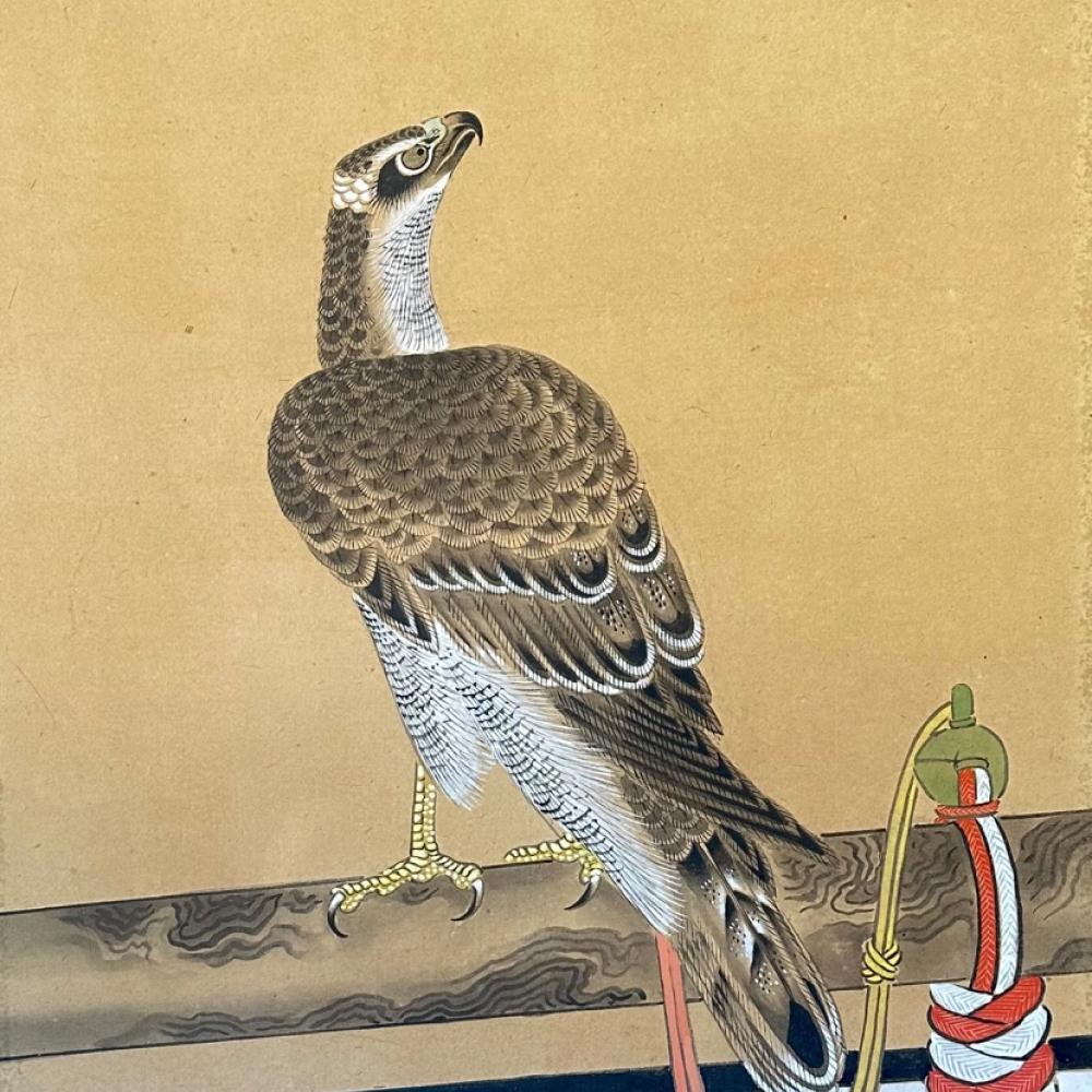 Hawk-Paravent aus dem späten 18. bis frühen 19. Jahrhundert (Edo) im Angebot