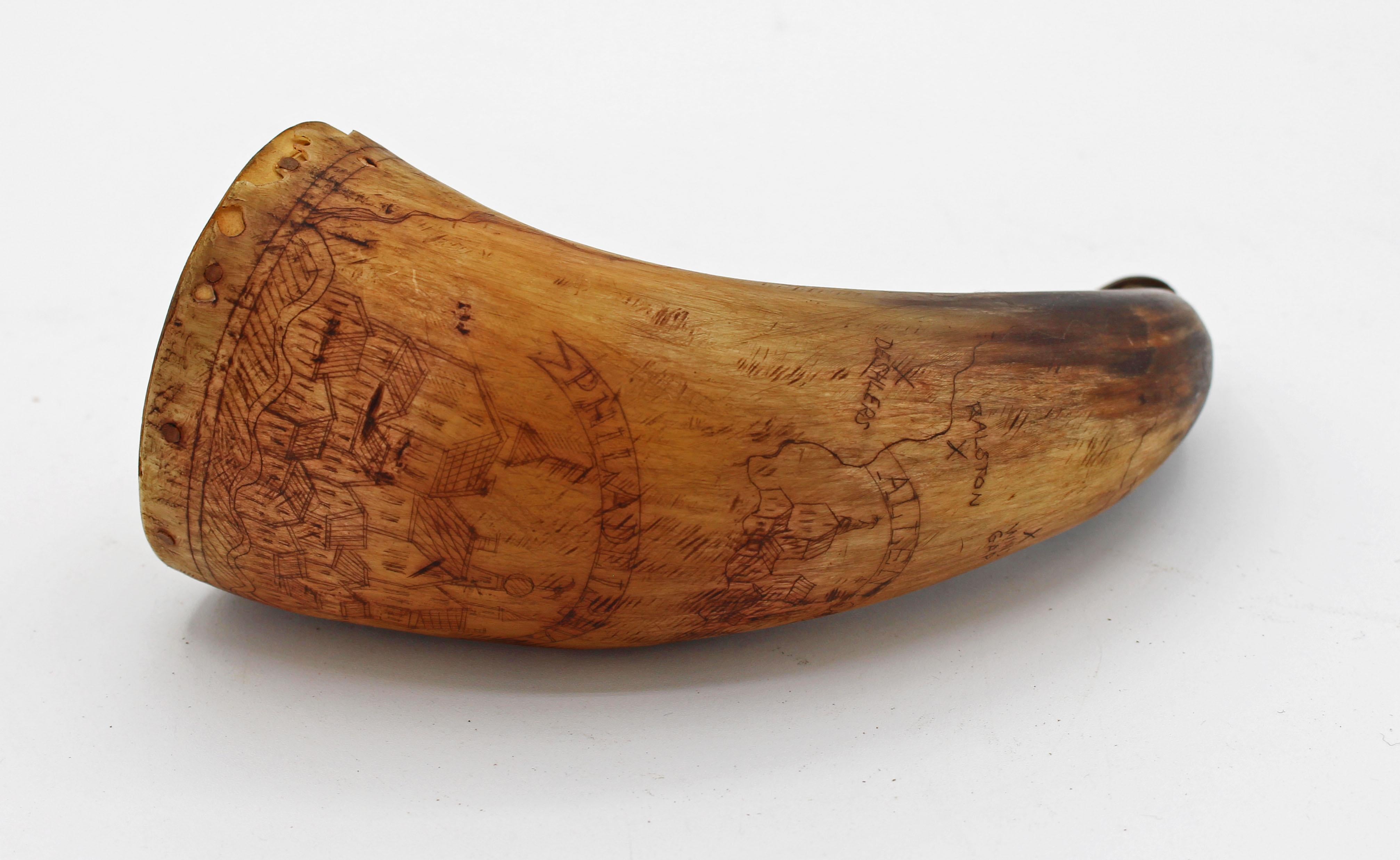 Late 18th to Early 19th Century Pennsylvania Etched Powder Horn 6