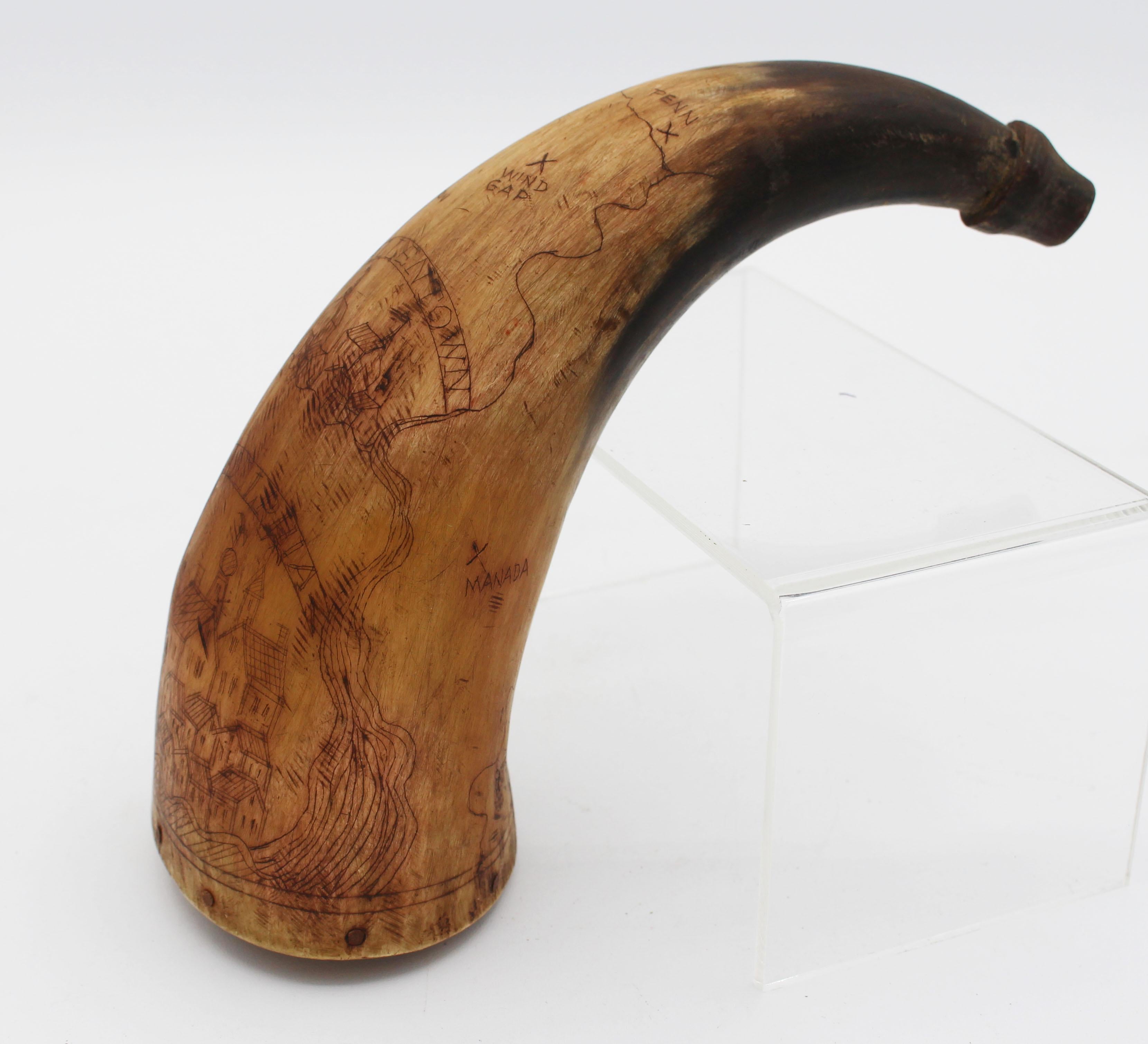 Late 18th to Early 19th Century Pennsylvania Etched Powder Horn 7