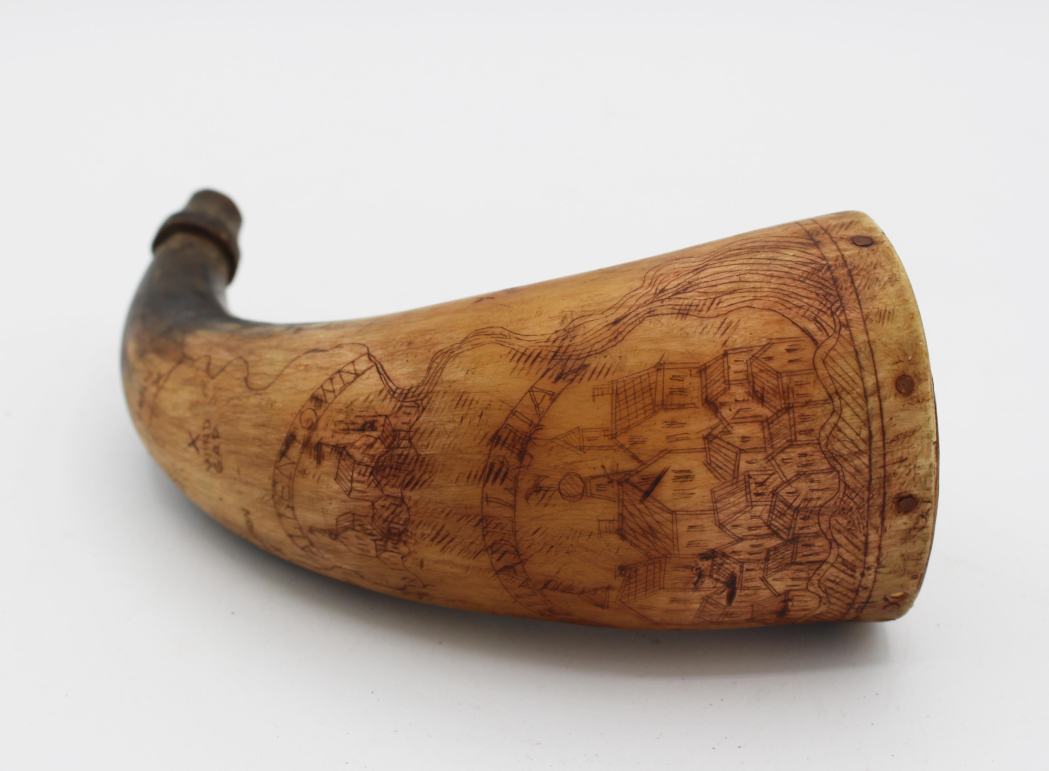 Late 18th to Early 19th Century Pennsylvania Etched Powder Horn 2