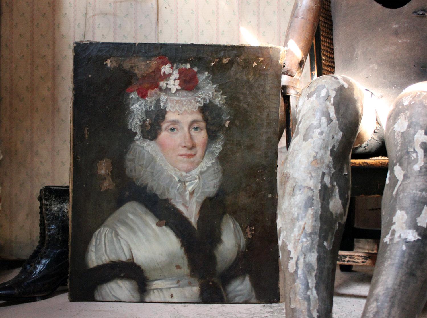 Late 18th Century French School Oil on Canvas Portrait of a Lady circa 1780-1790 10