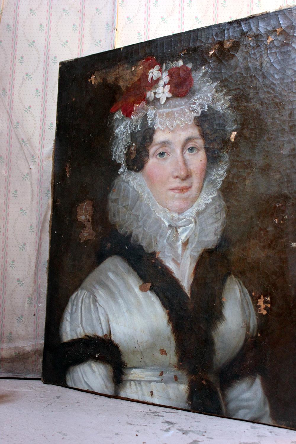 Late 18th Century French School Oil on Canvas Portrait of a Lady circa 1780-1790 4