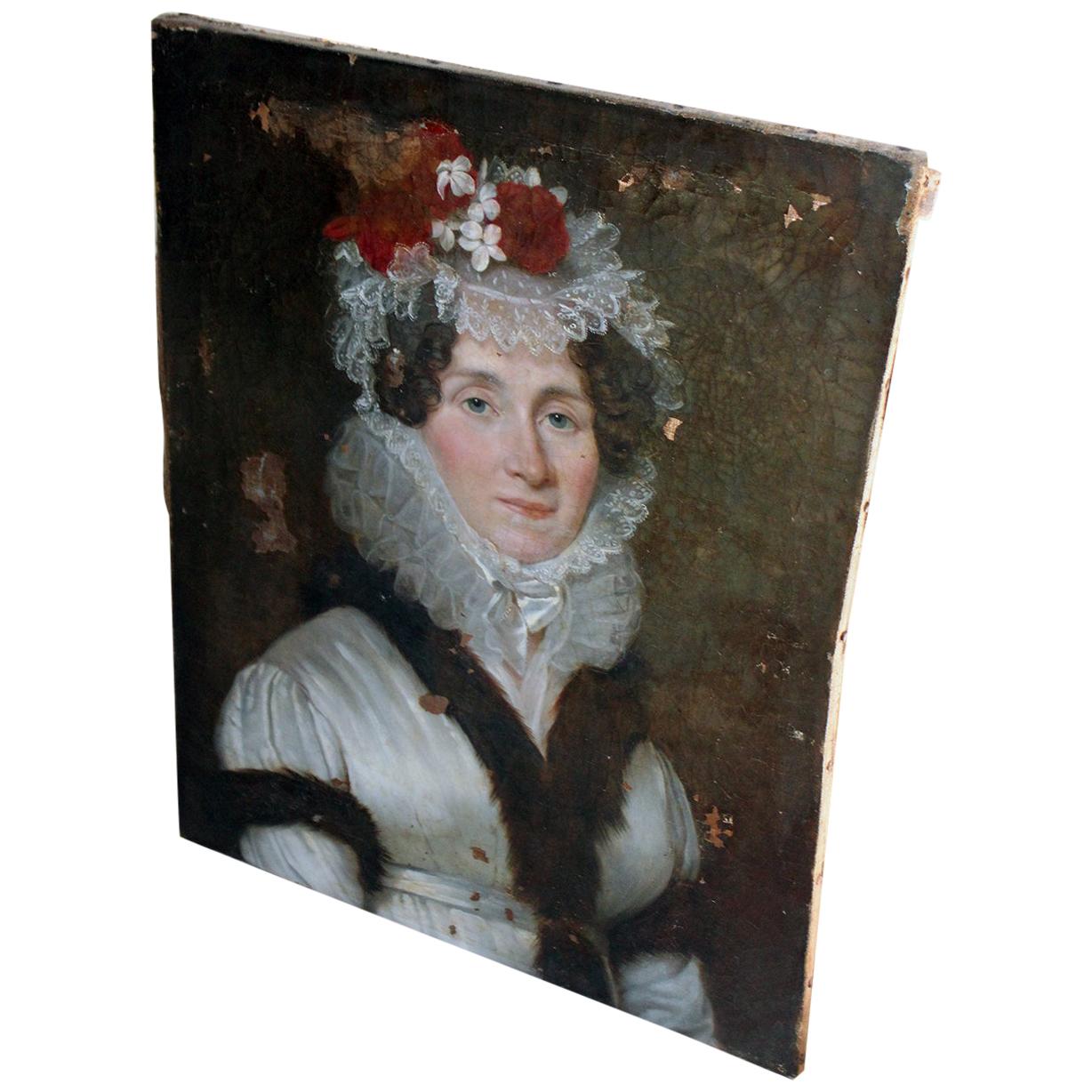 Late 18th Century French School Oil on Canvas Portrait of a Lady circa 1780-1790