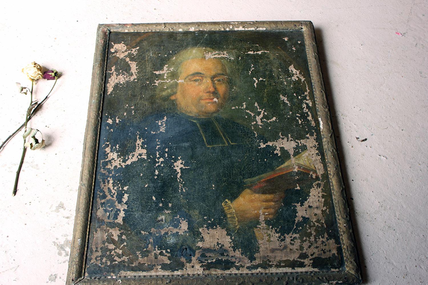 Late 18th Century French School Oil on Canvas Portrait of a Priest Dated to 1793 6