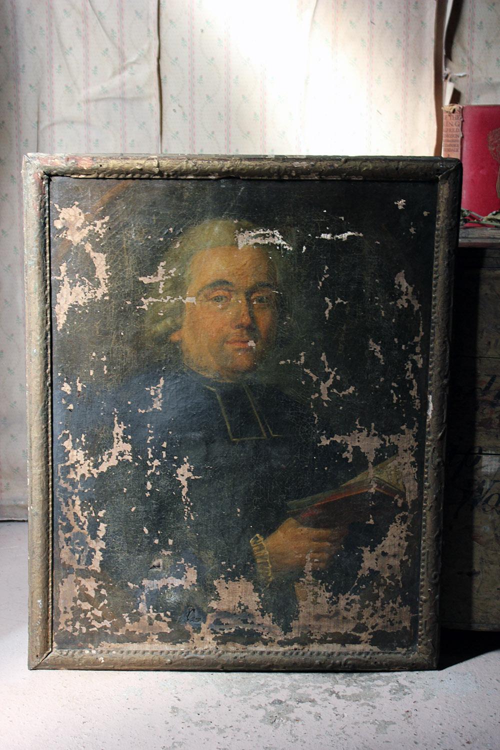 Late 18th Century French School Oil on Canvas Portrait of a Priest Dated to 1793 9