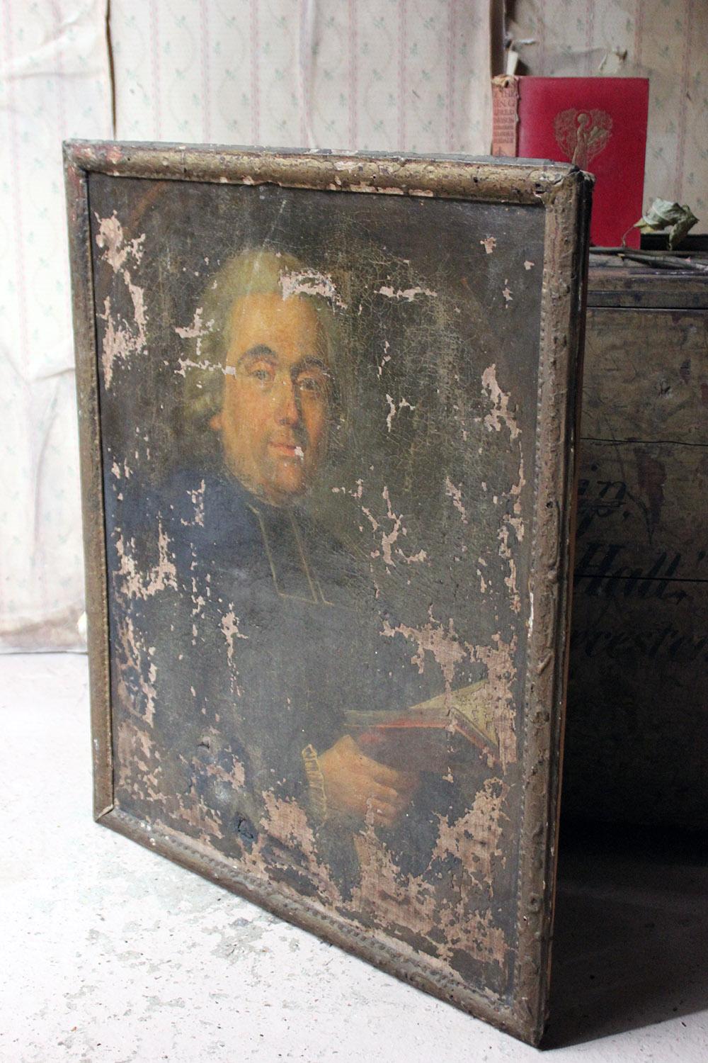 Late 18th Century French School Oil on Canvas Portrait of a Priest Dated to 1793 11