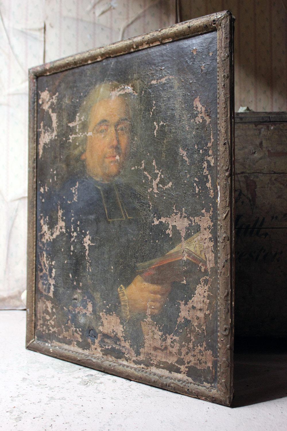 Late 18th Century French School Oil on Canvas Portrait of a Priest Dated to 1793 12