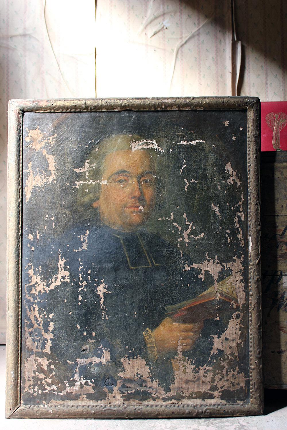 Late 18th Century French School Oil on Canvas Portrait of a Priest Dated to 1793 13