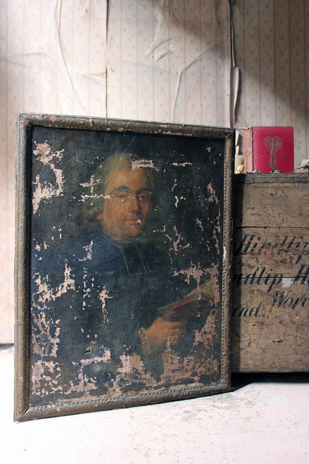 Late 18th Century French School Oil on Canvas Portrait of a Priest Dated to 1793 14