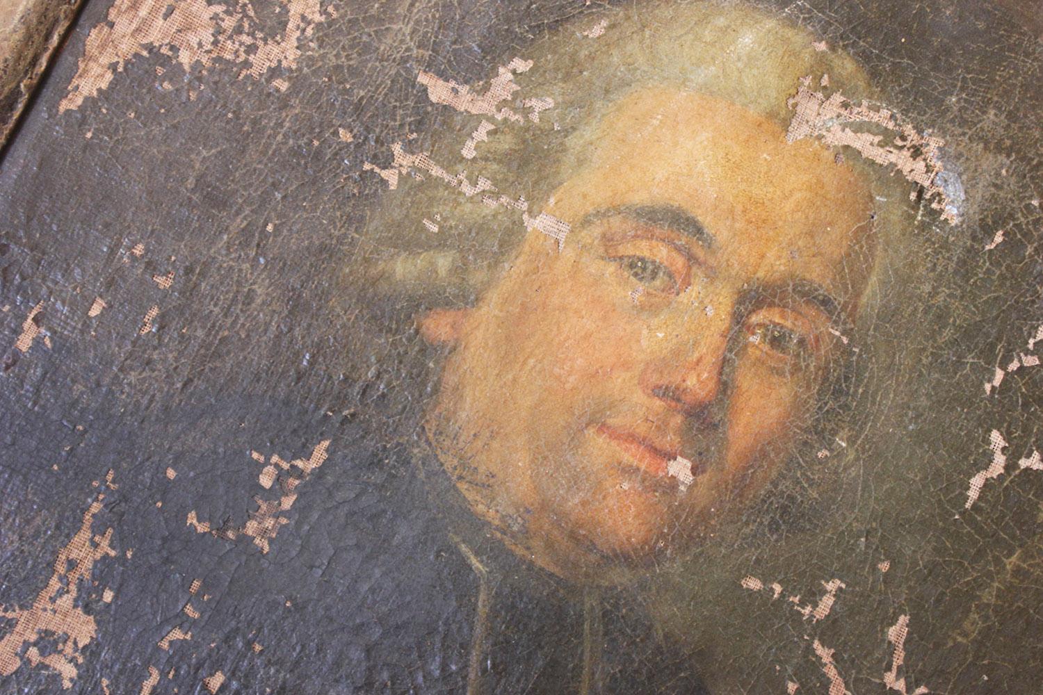 Hand-Painted Late 18th Century French School Oil on Canvas Portrait of a Priest Dated to 1793