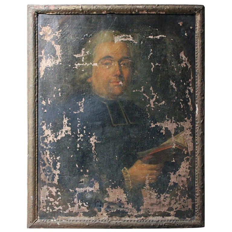 Late 18th Century French School Oil on Canvas Portrait of a Priest ...
