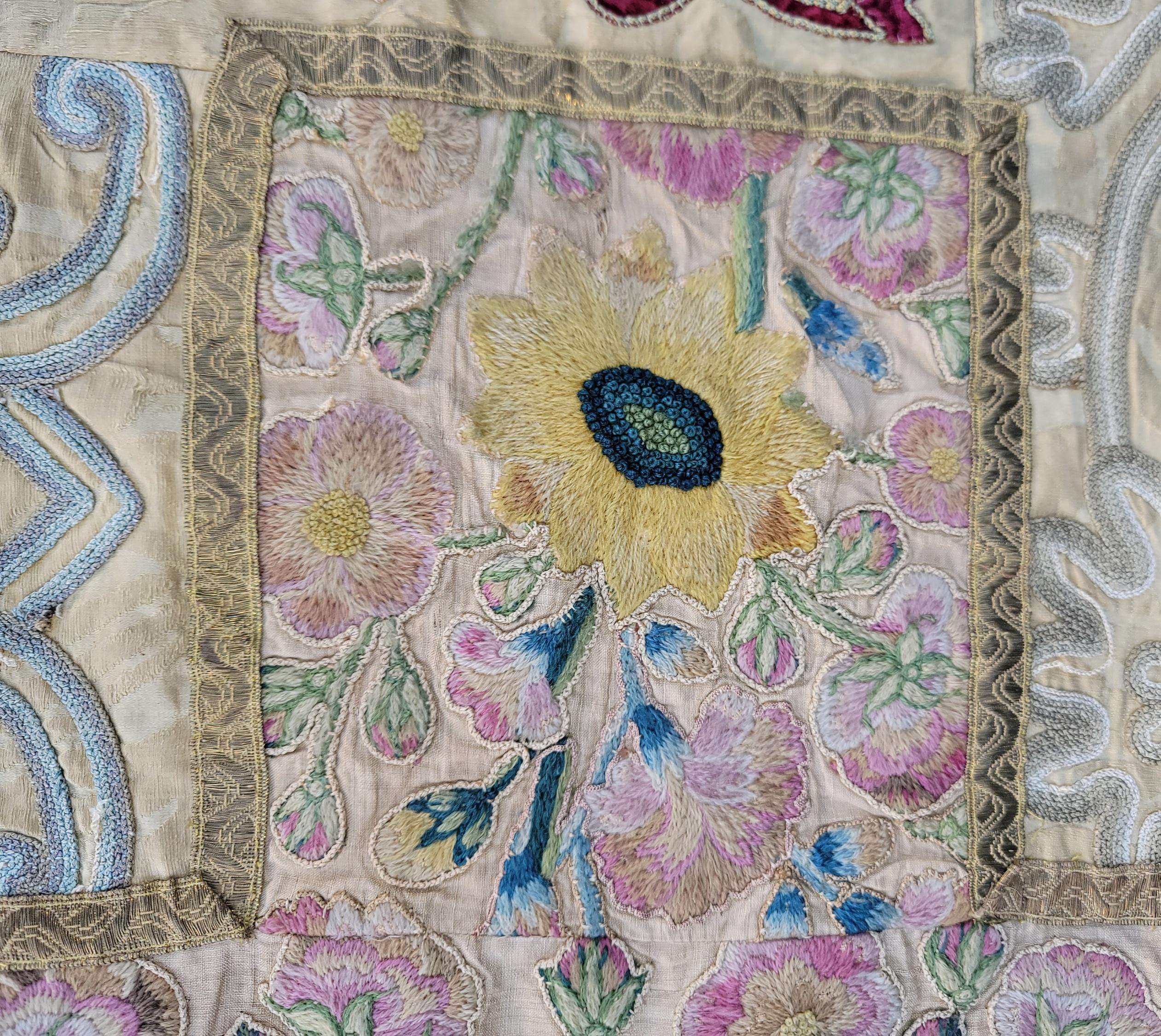 Late 18thc Italian Alter Cloth Hand Made Applique  For Sale 2