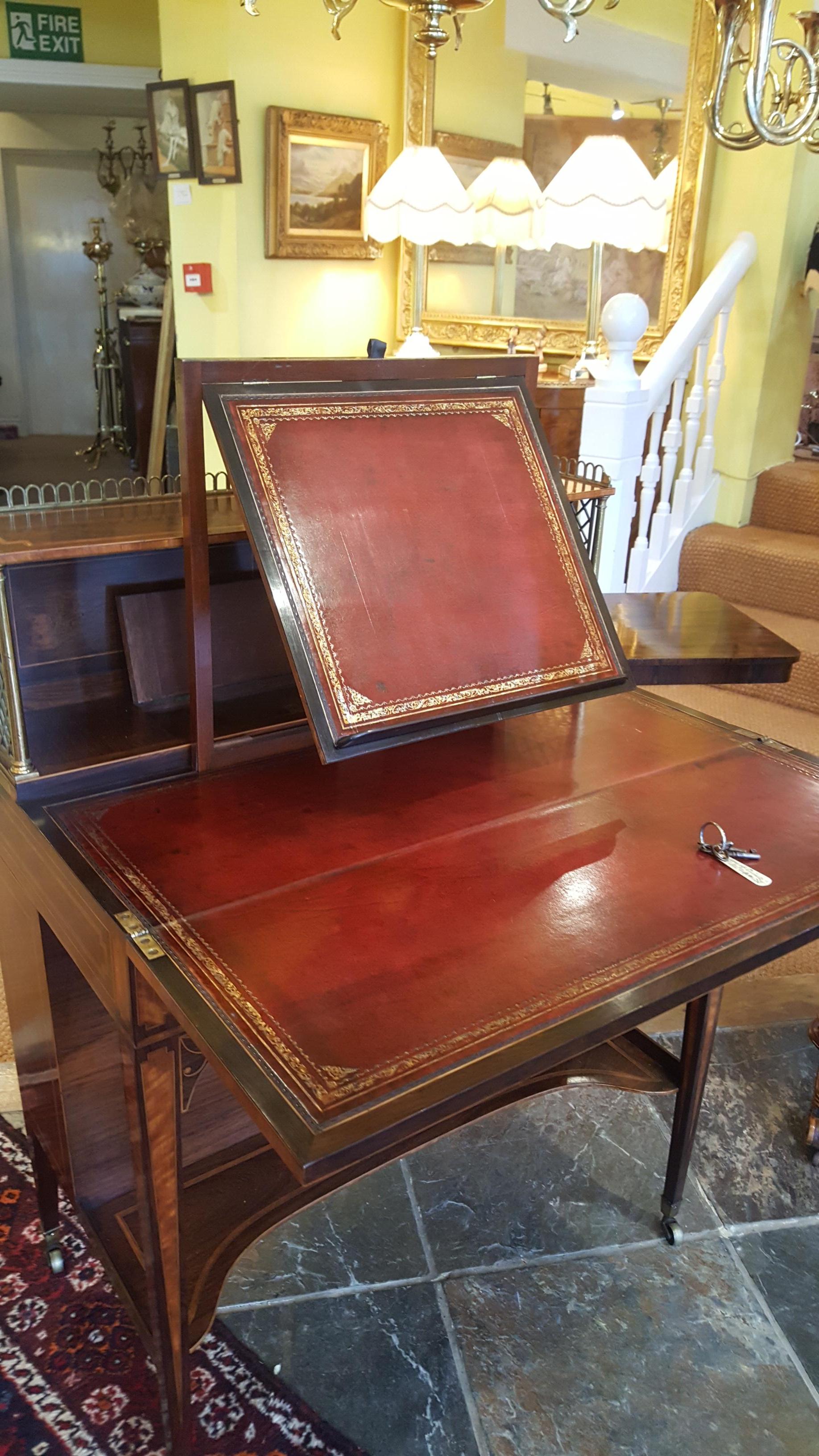 Late 18th Century Rosewood Sheraton Artists Desk For Sale 1