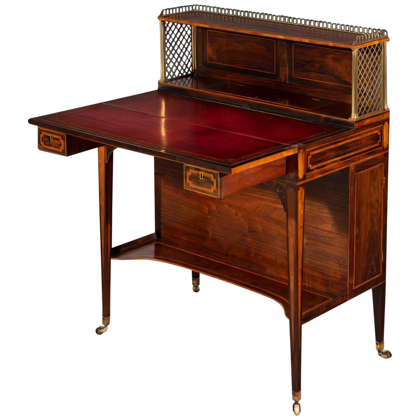 Late 18th Century Rosewood Sheraton Artists Desk For Sale