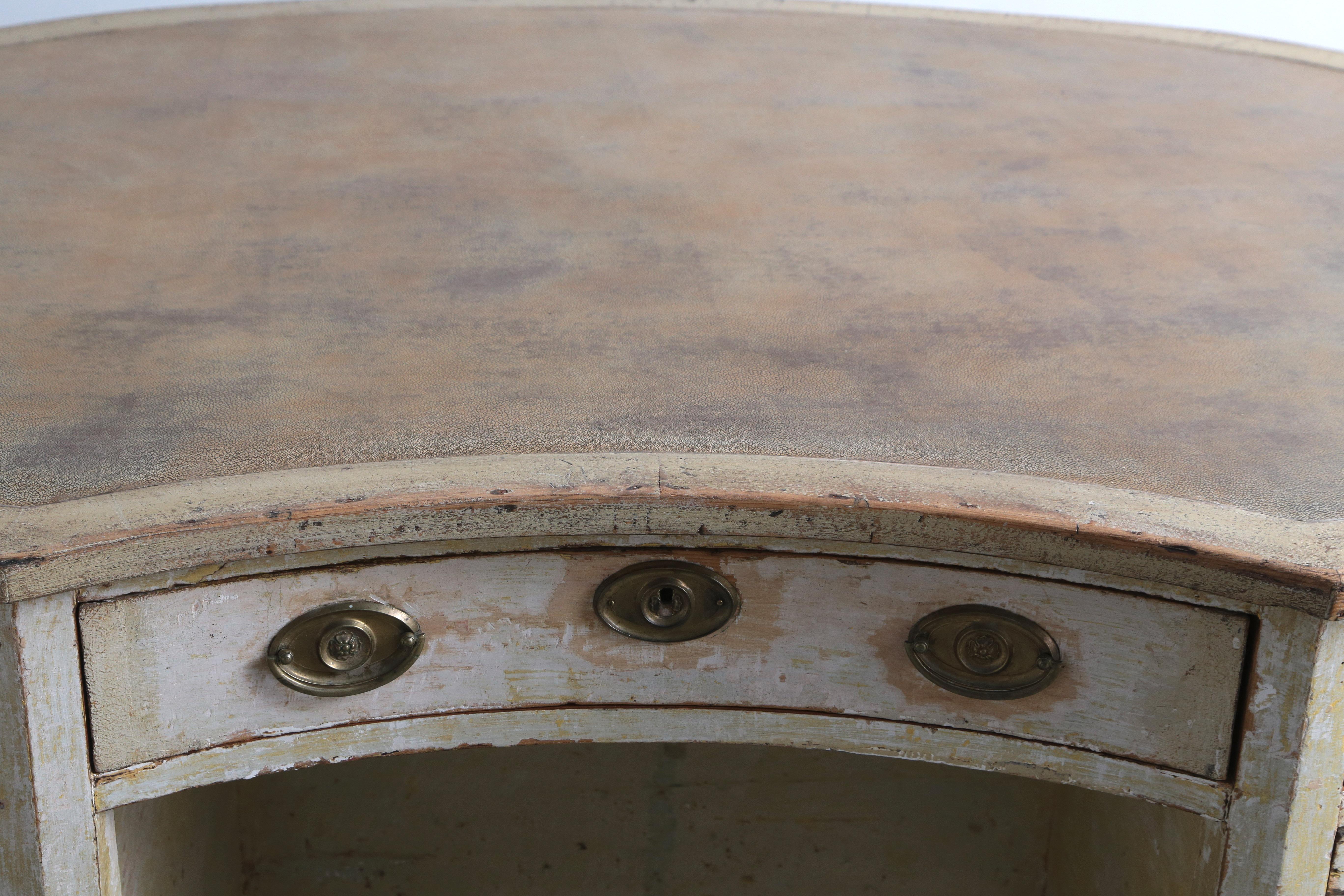 Late 18th Century Swedish Curved Desk In Distressed Condition For Sale In Poling, West Sussex
