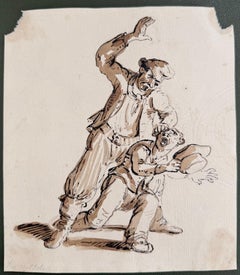 Scena di una rissa da taverna a fumetti – Disegno di studio di una figura per l’English School