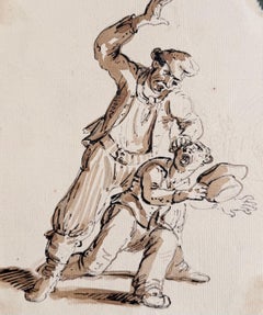 Scena di una rissa da taverna a fumetti – Disegno di studio di una figura per l’English School