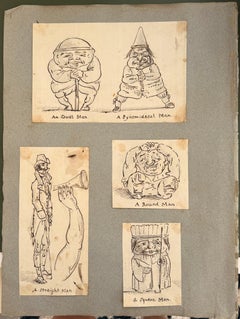 Estudios humorísticos de figuras georgianas, dibujos caricaturescos de la English School