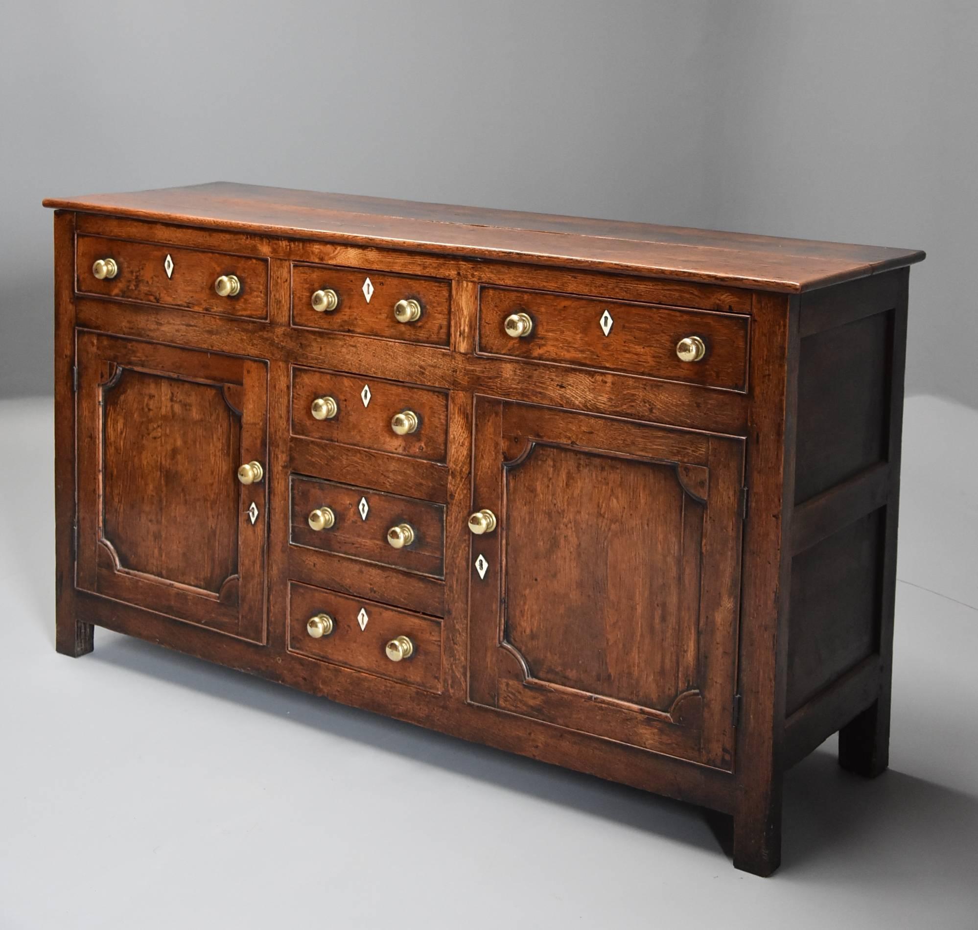 English Late 18th-Early 19th Century Oak Dresser Base of Superb Patina For Sale