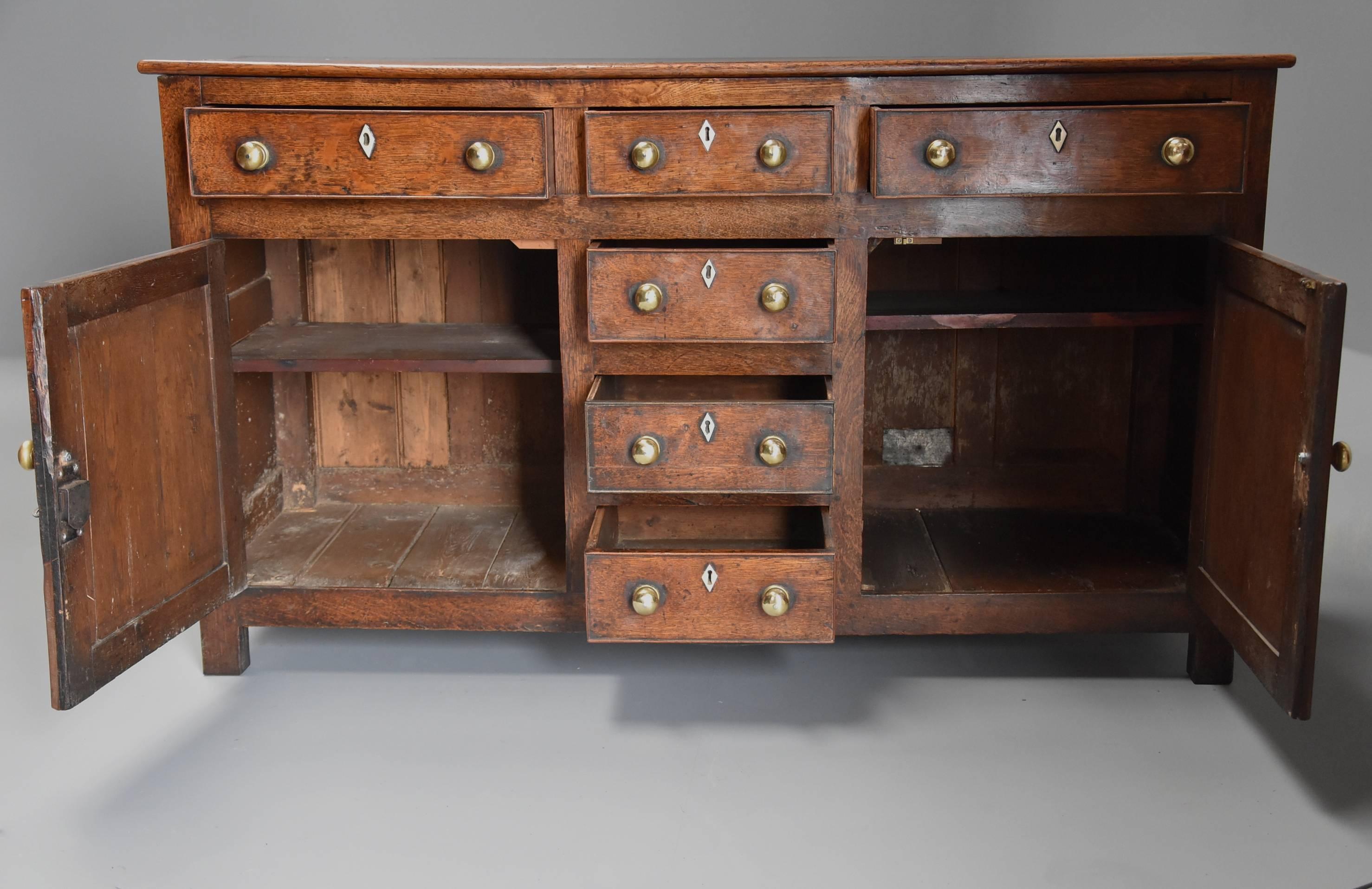 18th Century Late 18th-Early 19th Century Oak Dresser Base of Superb Patina For Sale