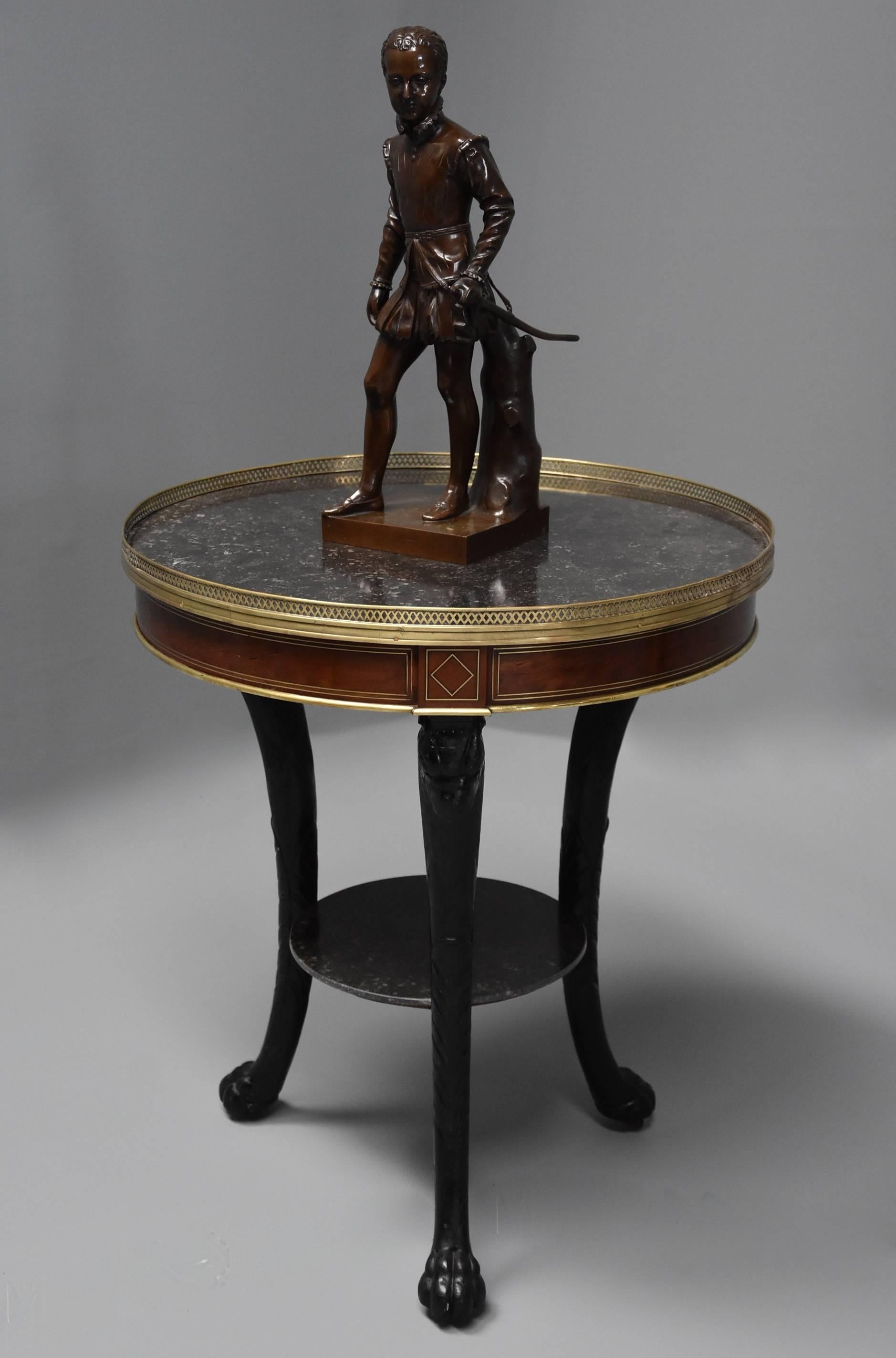 Late 18th-Early 19th Century French Empire Mahogany Black Marble Gueridon Table In Good Condition In Suffolk, GB