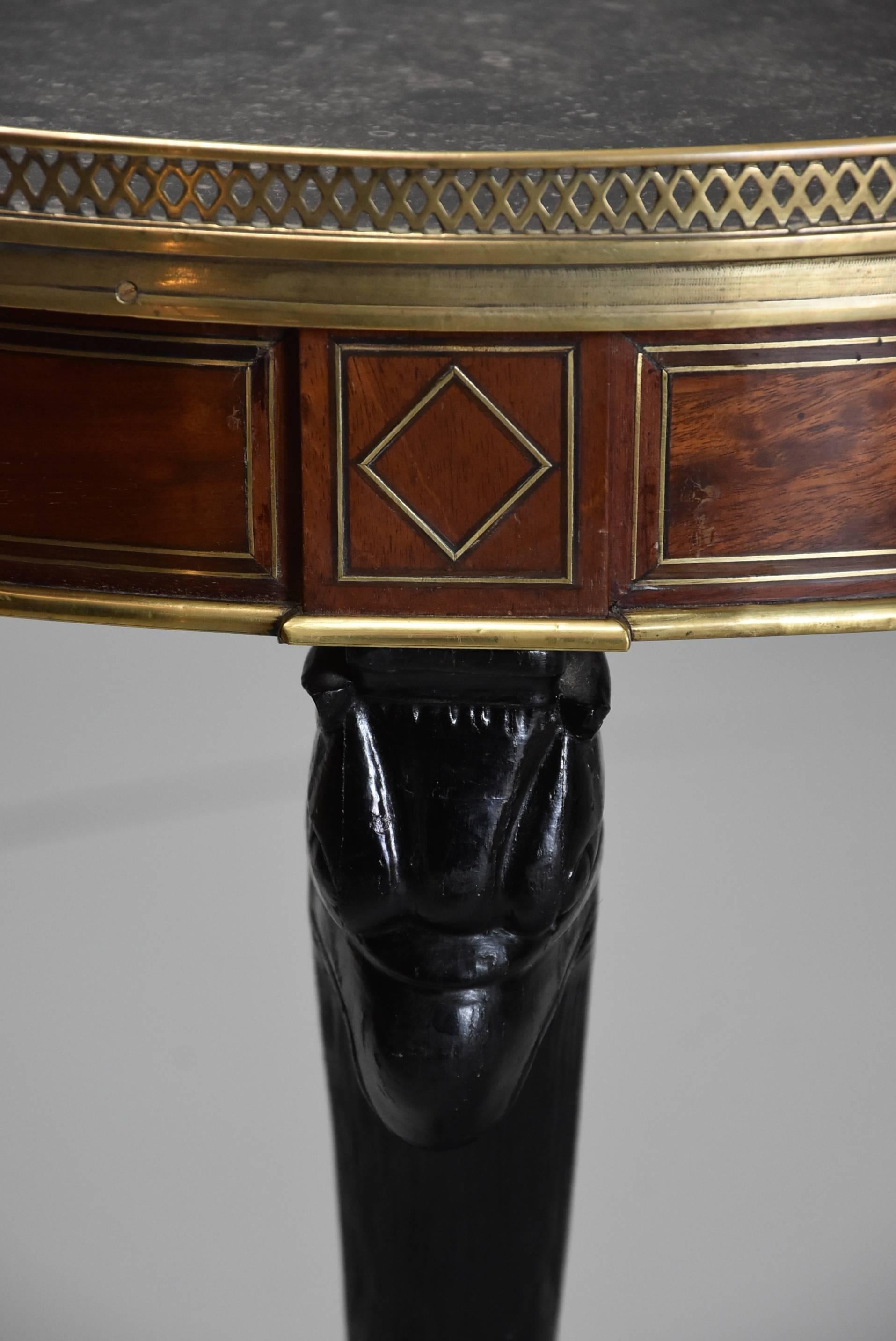 Late 18th-Early 19th Century French Empire Mahogany Black Marble Gueridon Table 3