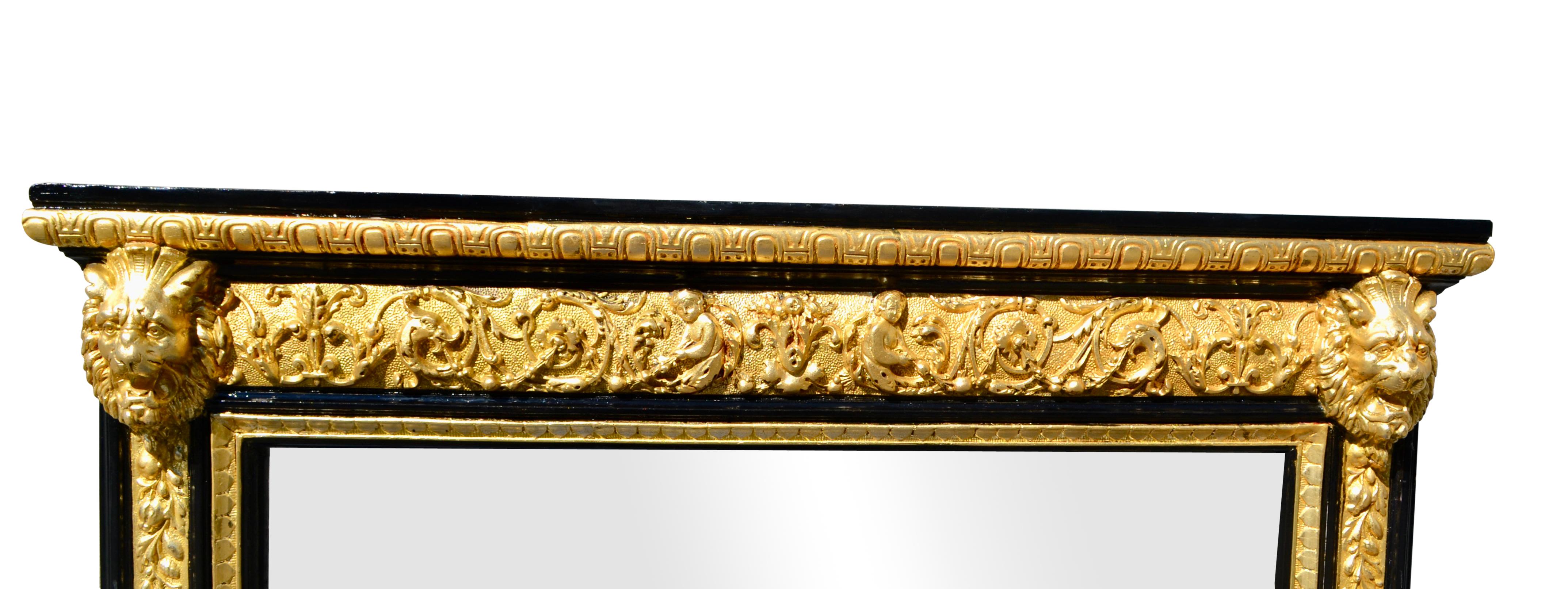 Mid/Late 19thC French Napoleon III Ebonized and Gilt Wood Mirror 2