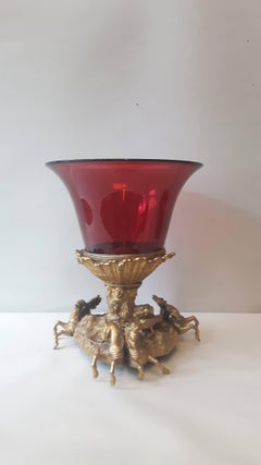 Late 19 Century Ormolu and Glass Centerpiece