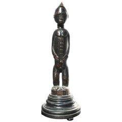 Late 19 Century Tribal Baule Male Figure with Period Mount African Art
