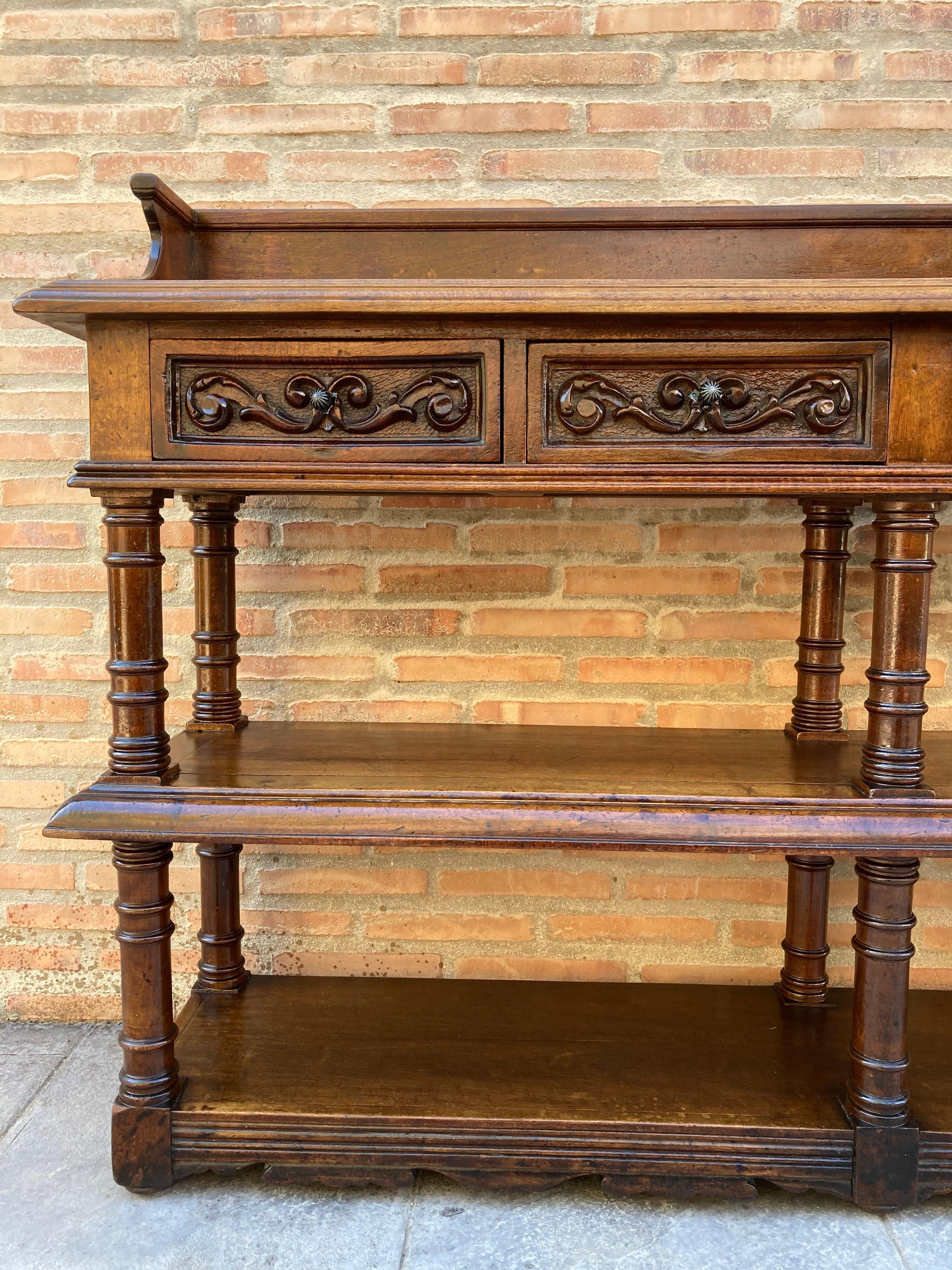 Late 19th Century Long Sideboard Antique French Renaissance Server Sideboard 3