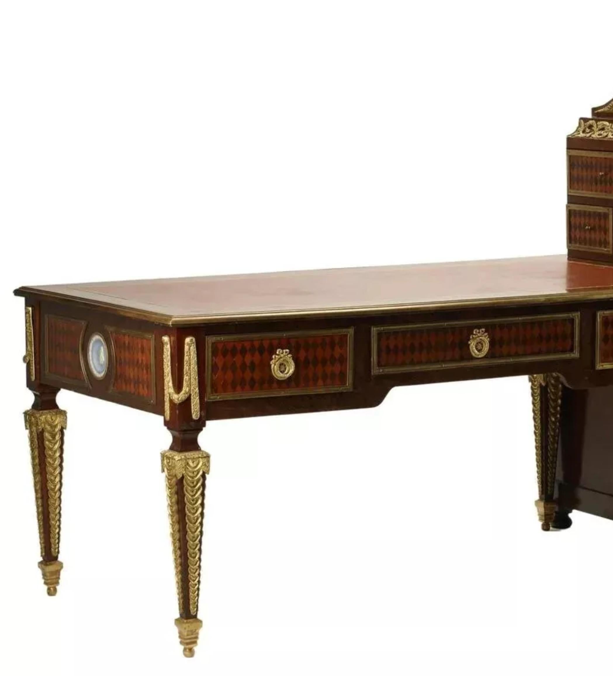 Francese Scrivania di fine '900 in stile Luigi XVI, con ormolatura, Bureau Plat, Cartonnier! in vendita