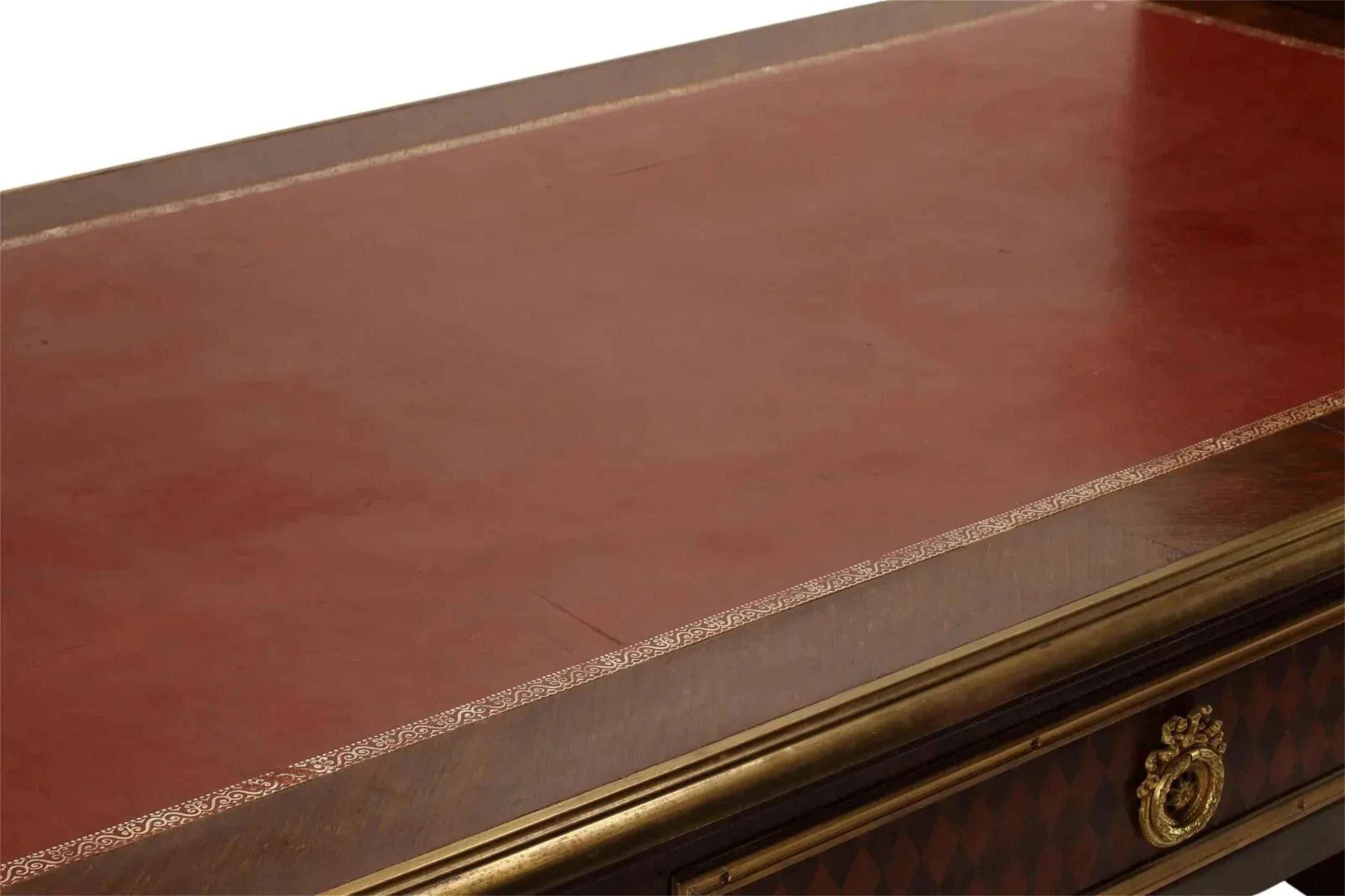 Scrivania di fine '900 in stile Luigi XVI, con ormolatura, Bureau Plat, Cartonnier! in vendita 2