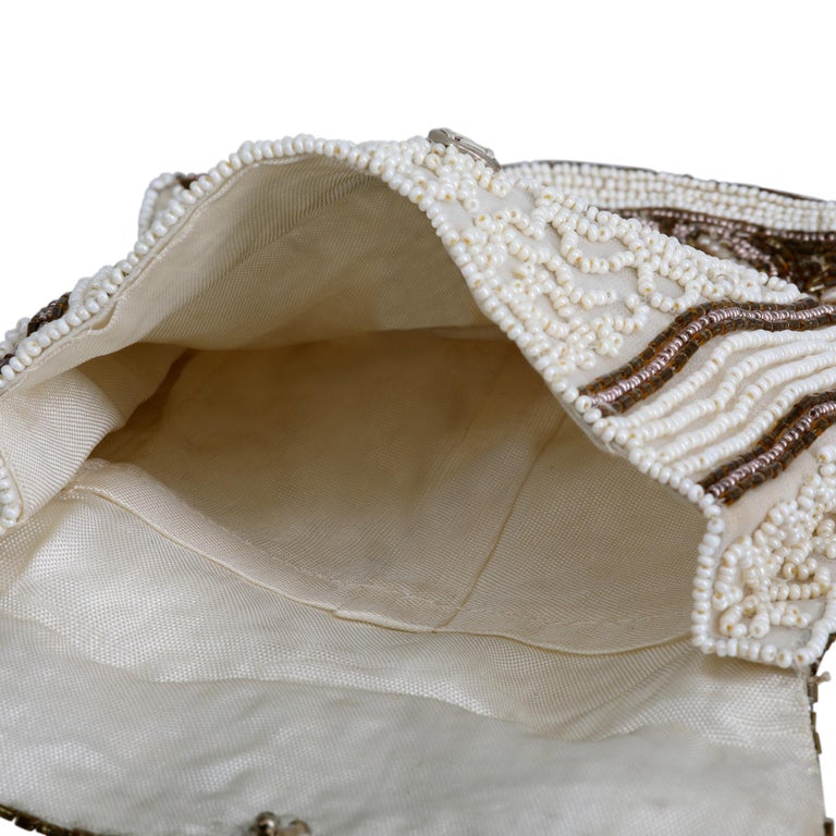 Late 1920s or Early 1930s Art Deco Cream and Gold Beaded Bag at 1stDibs