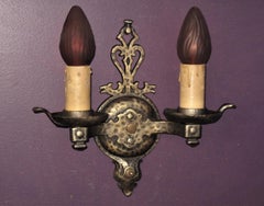 Late 1920s Vintage Dogs Head 2 bulb Sconces