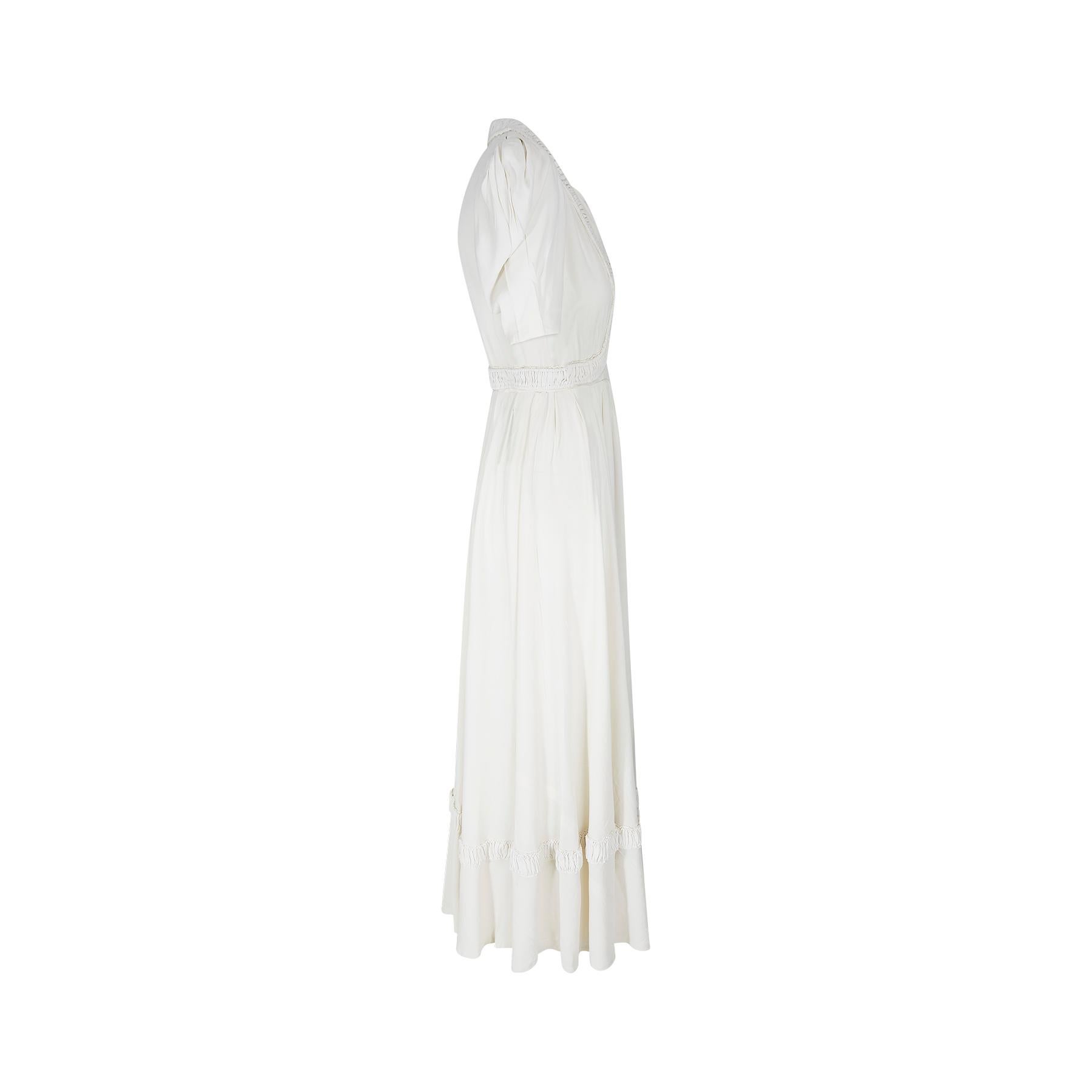 Gray Late 1930s Early 1940s White Crepe Wedding Dress For Sale