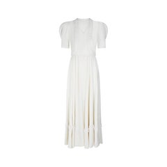 Vintage Late 1930s Early 1940s White Crepe Wedding Dress