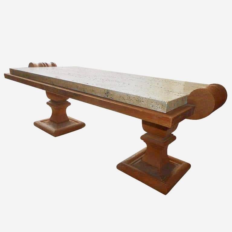 Neoclassical Late 1930s Oak Low Table by Jean-Charles Moreux, France 1938