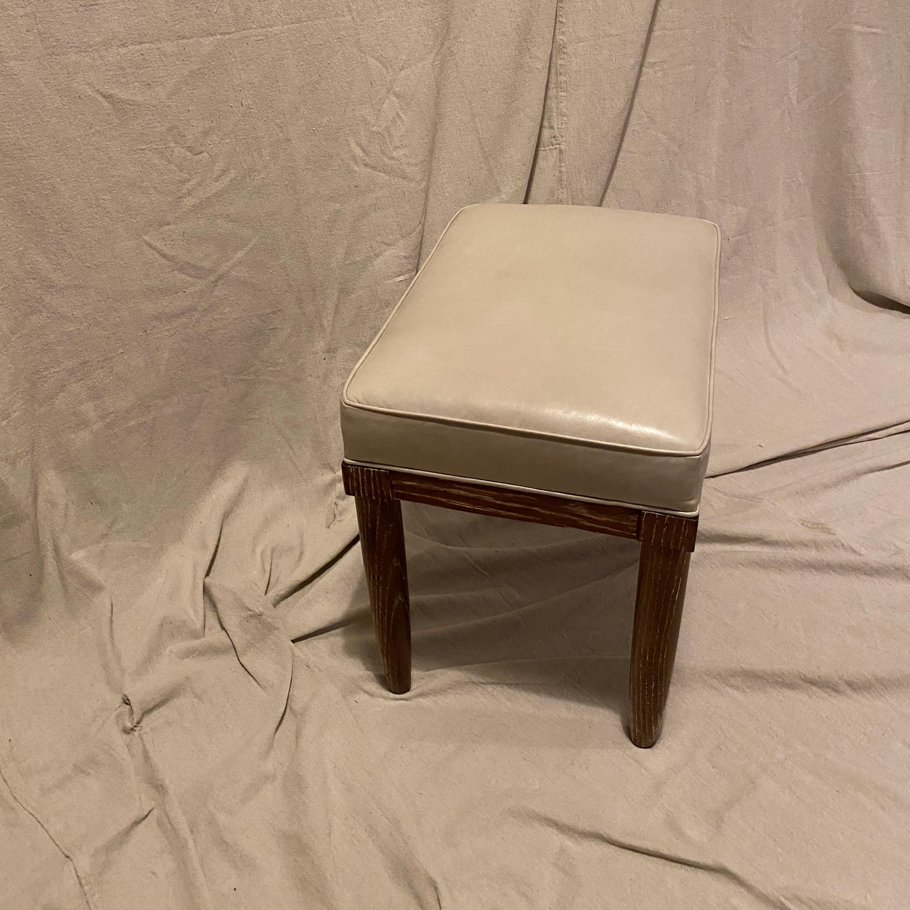 Cerused Late 1940's Moderne / Deco Footstool or Ottoman  For Sale