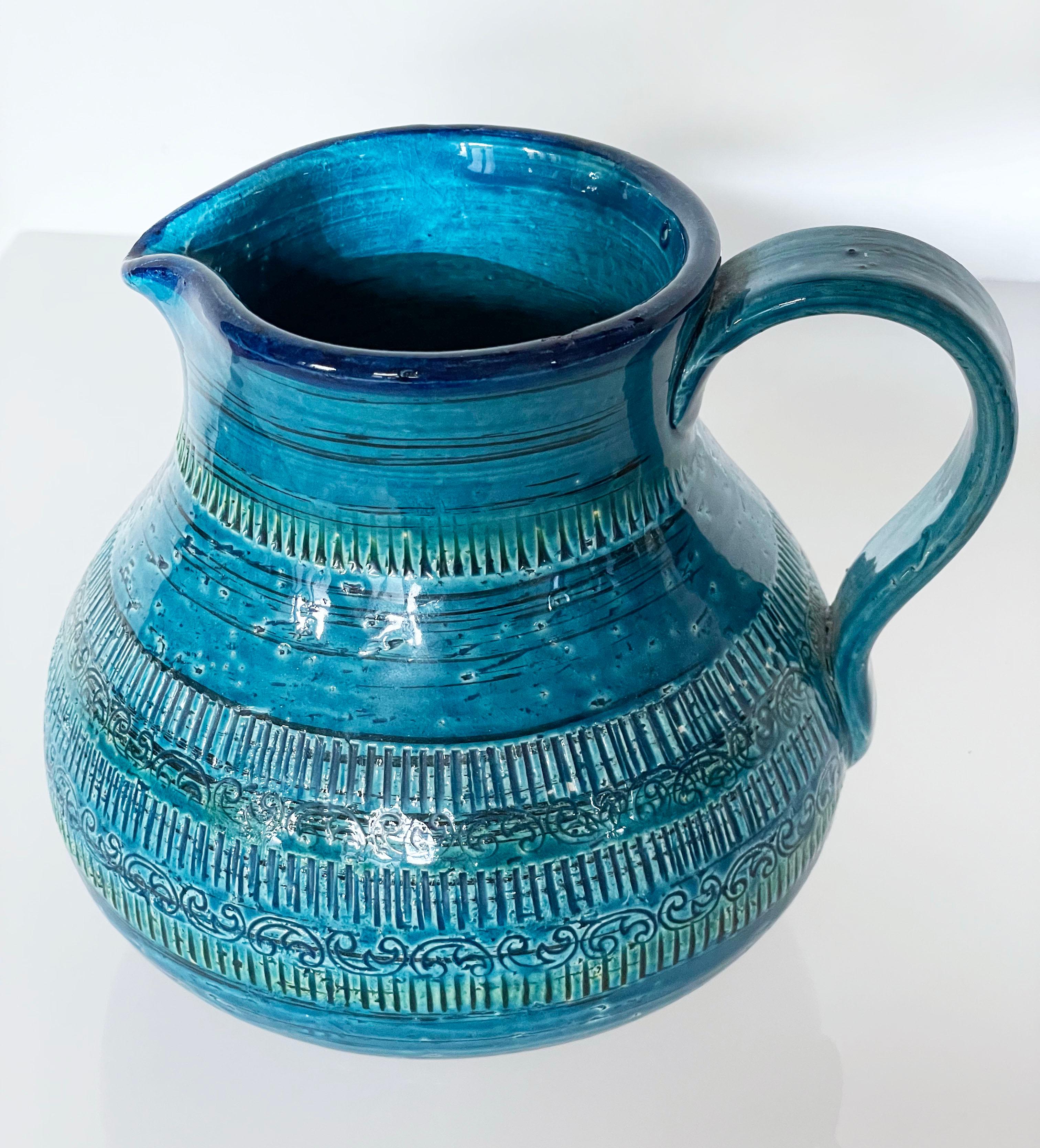 Svizzero Caraffa da acqua blu Aldo Londi Rimini per Bitossi, fine anni '50-inizio anni '60, Italia in vendita