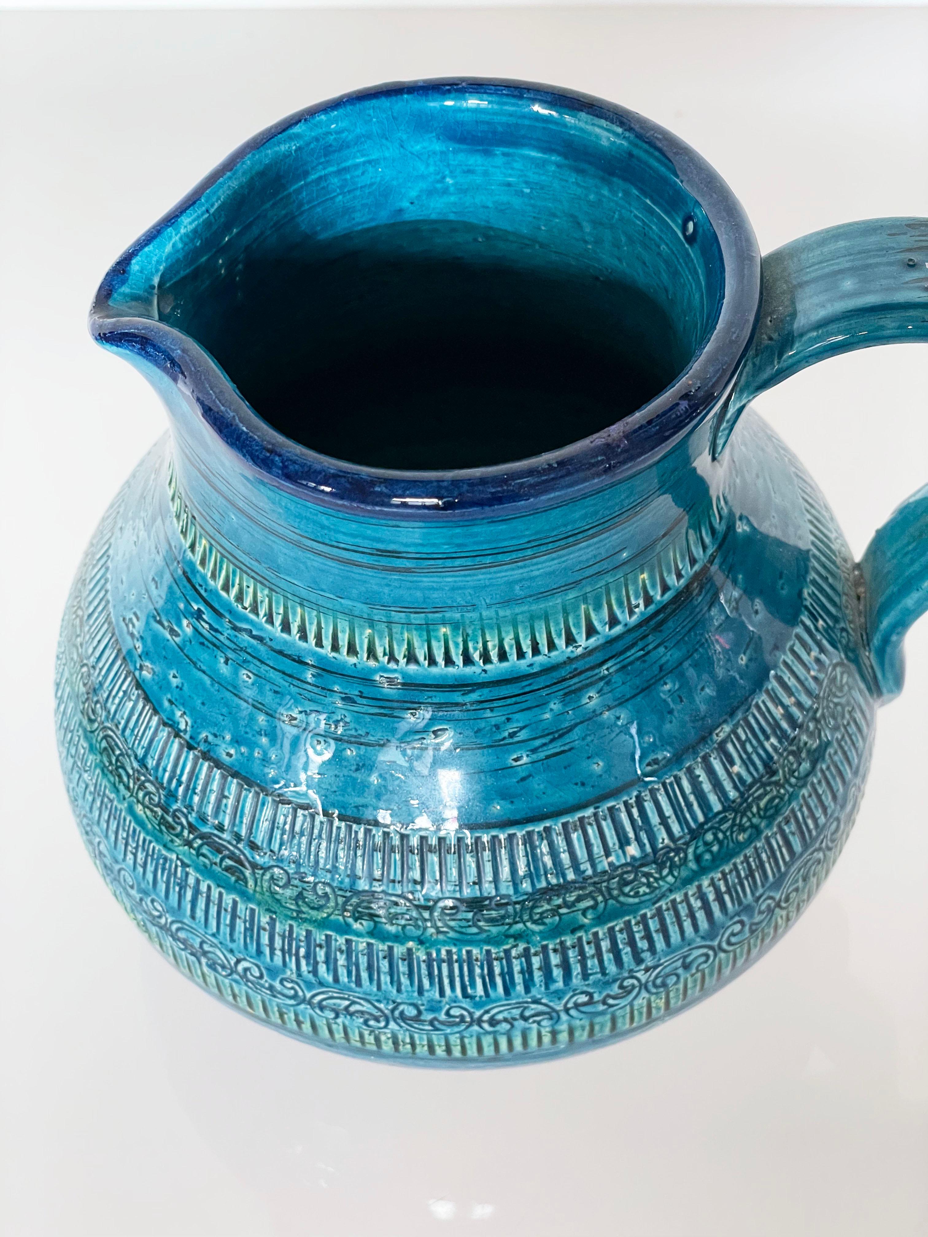 Caraffa da acqua blu Aldo Londi Rimini per Bitossi, fine anni '50-inizio anni '60, Italia In condizioni buone in vendita a Bern, CH